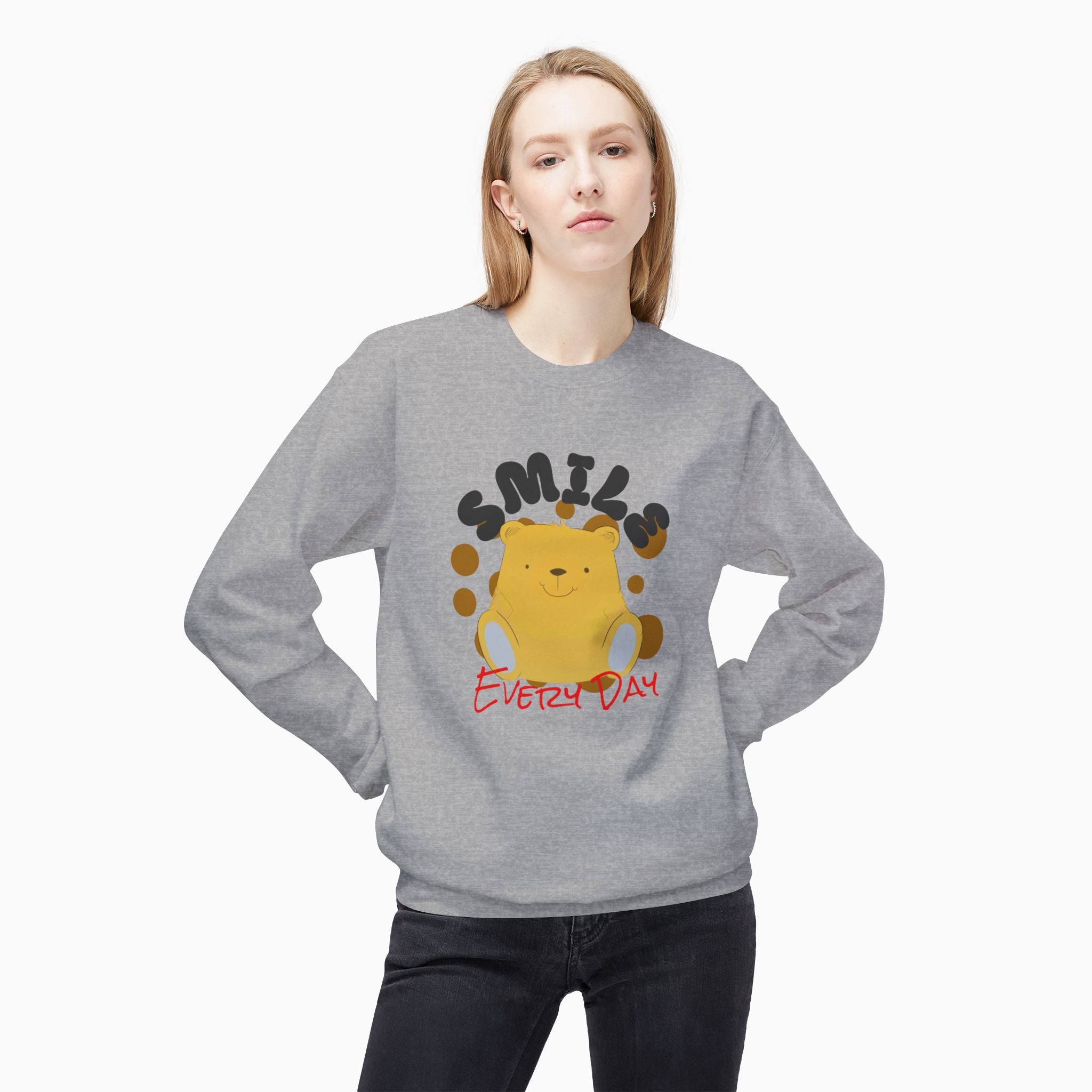 Smile Everyday Slogan With Teddy Bear Unisex Sweatshirt