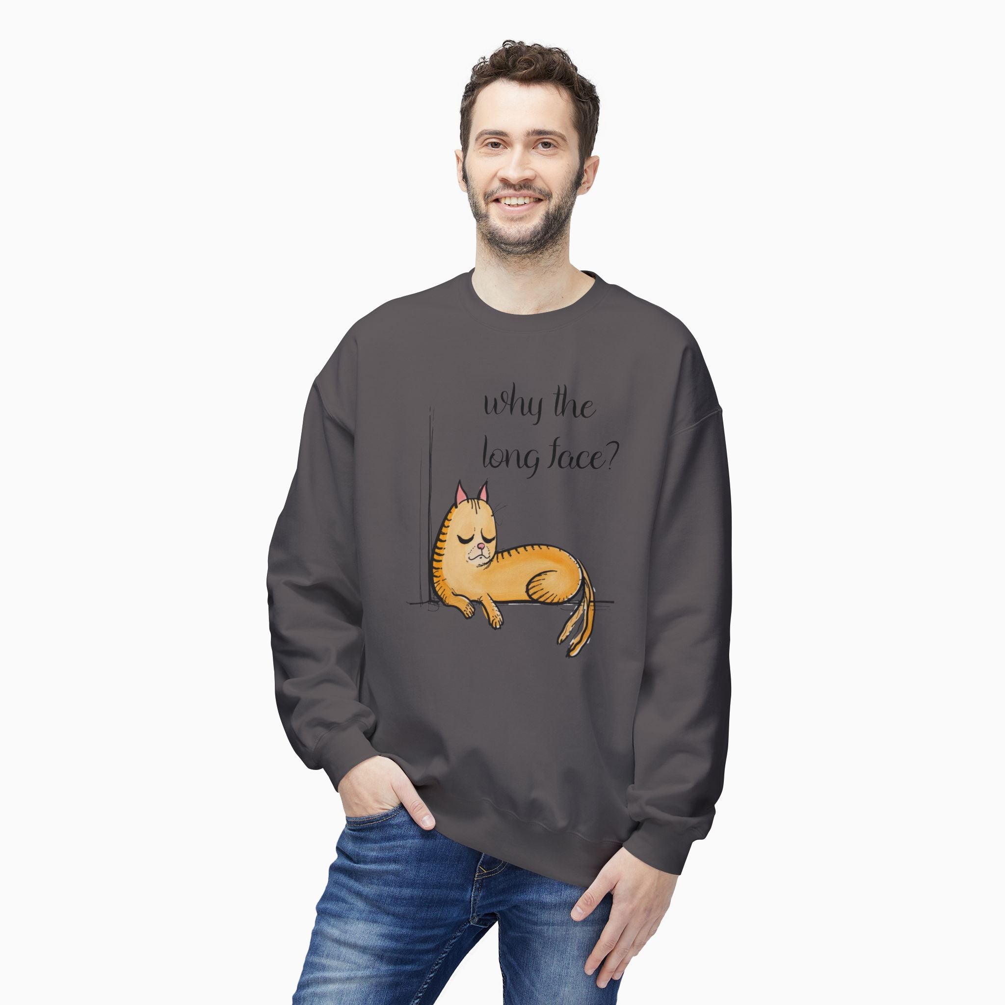 Funny Cat  Why the Long Face Unisex Sweatshirt