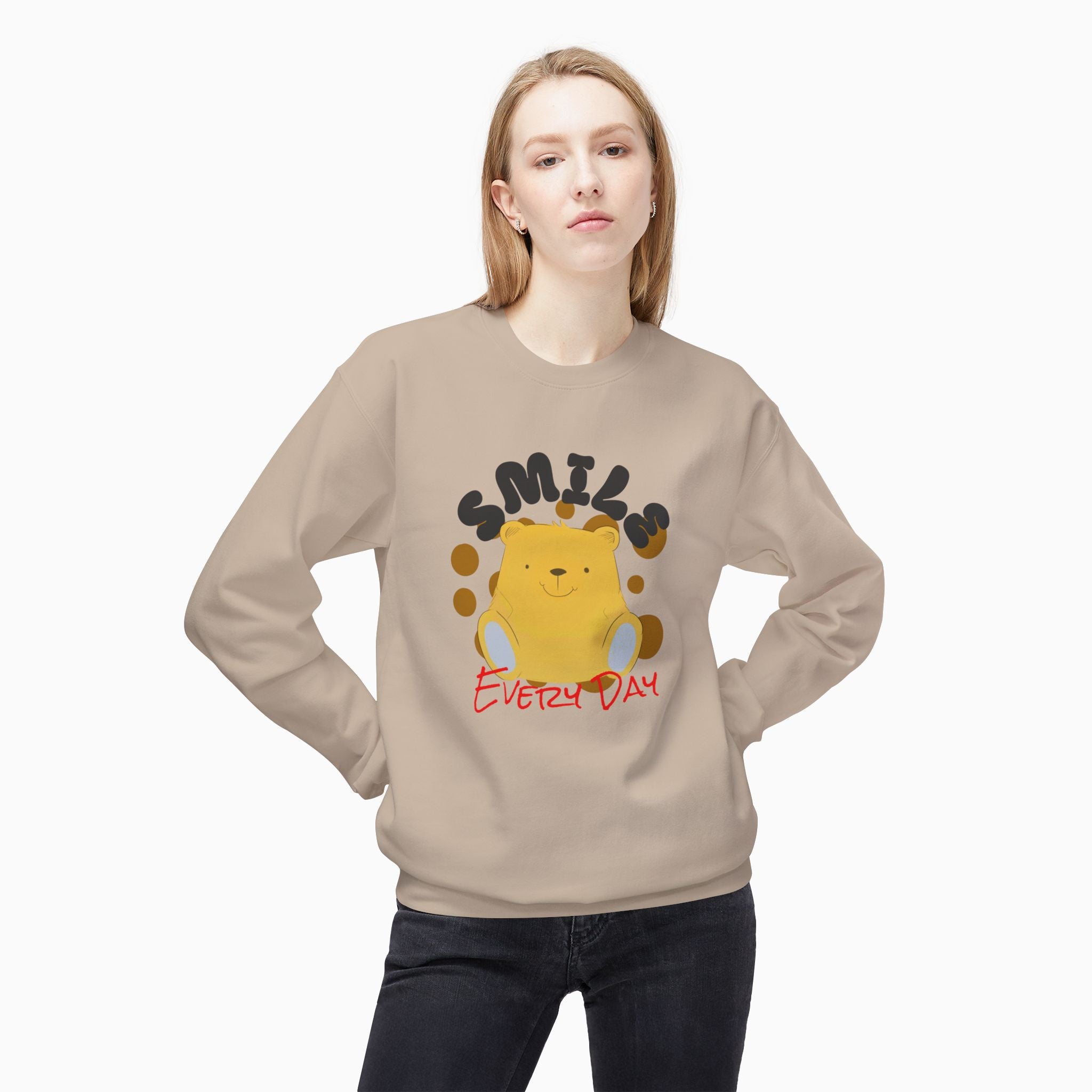 Smile Everyday Slogan With Teddy Bear Unisex Sweatshirt