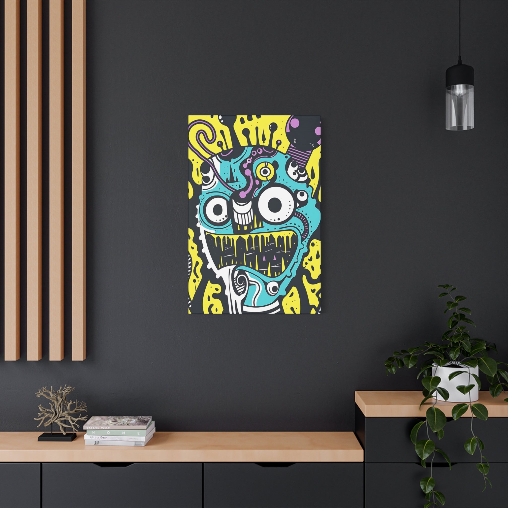 Black and White Cable Monster Canvas Print