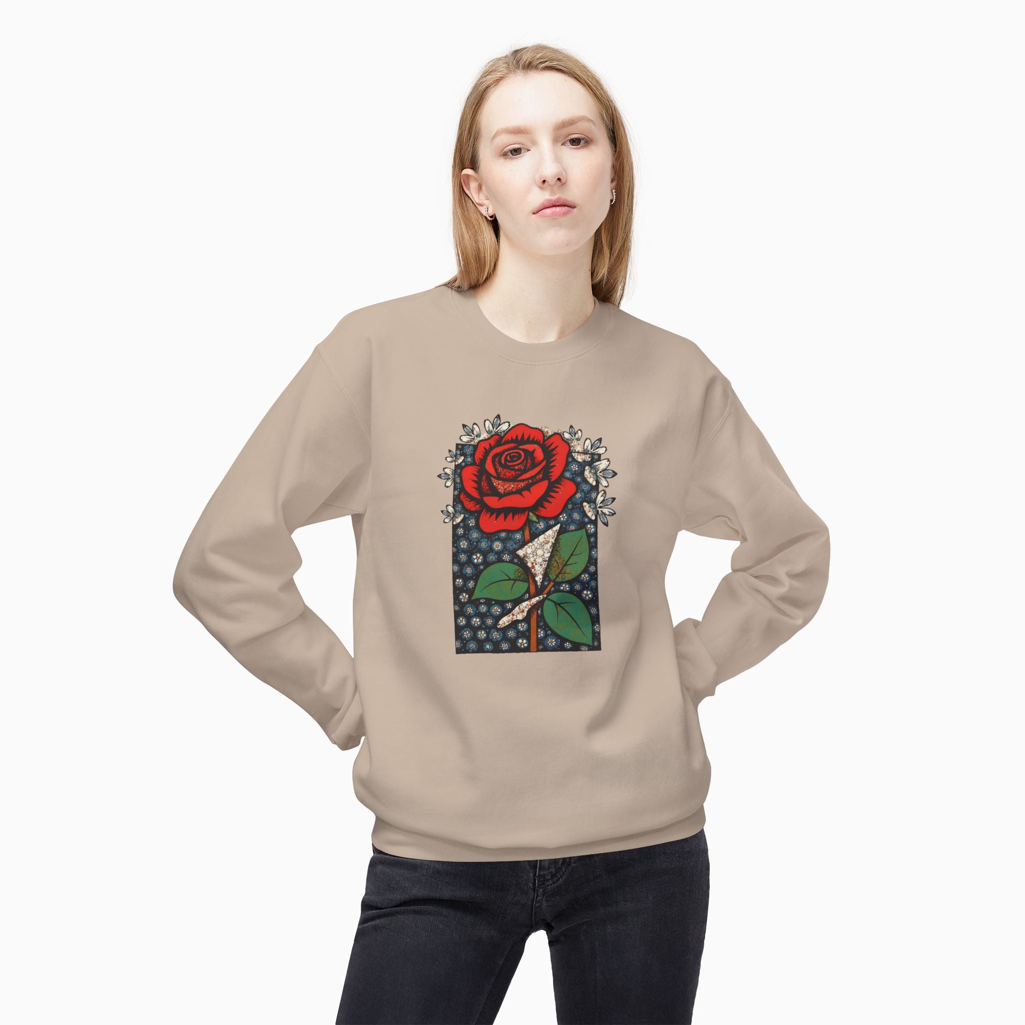 Vintage Crimson Rose Unisex Sweatshirt