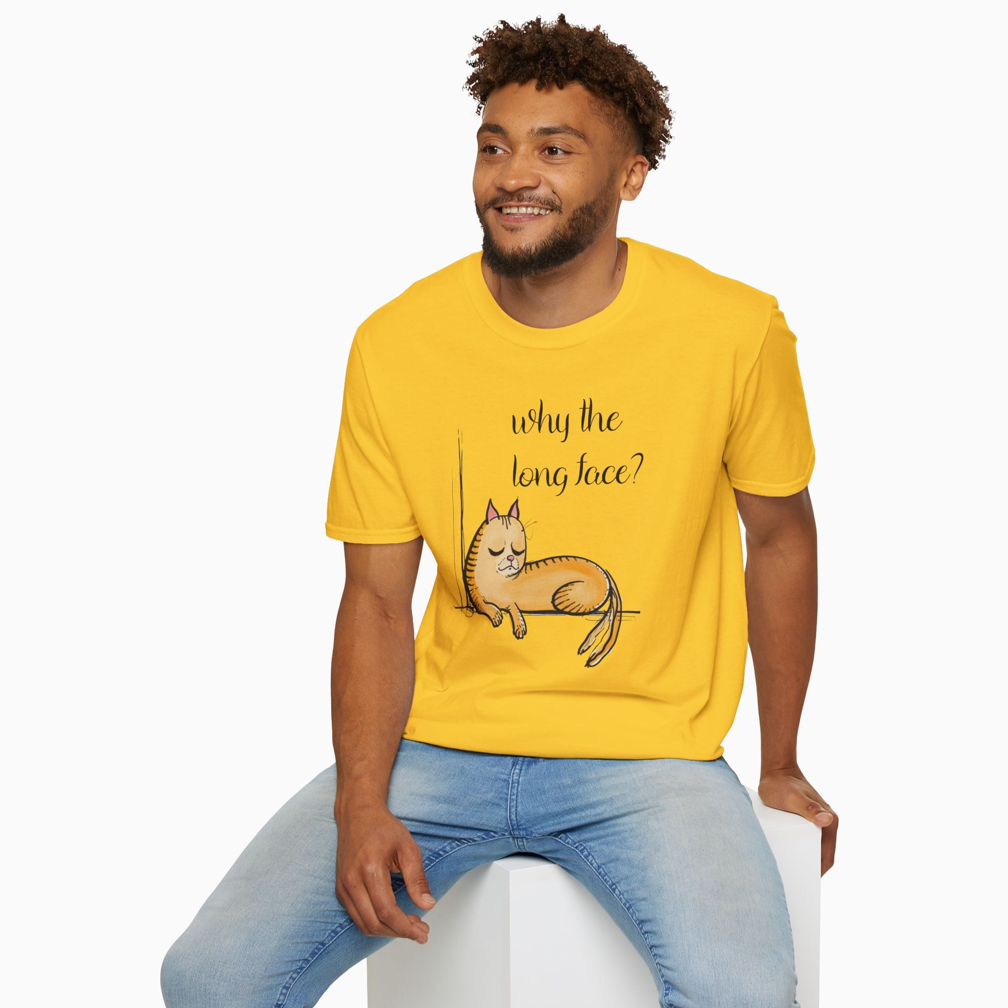 Funny Cat Why the Long Face Unisex T-Shirt