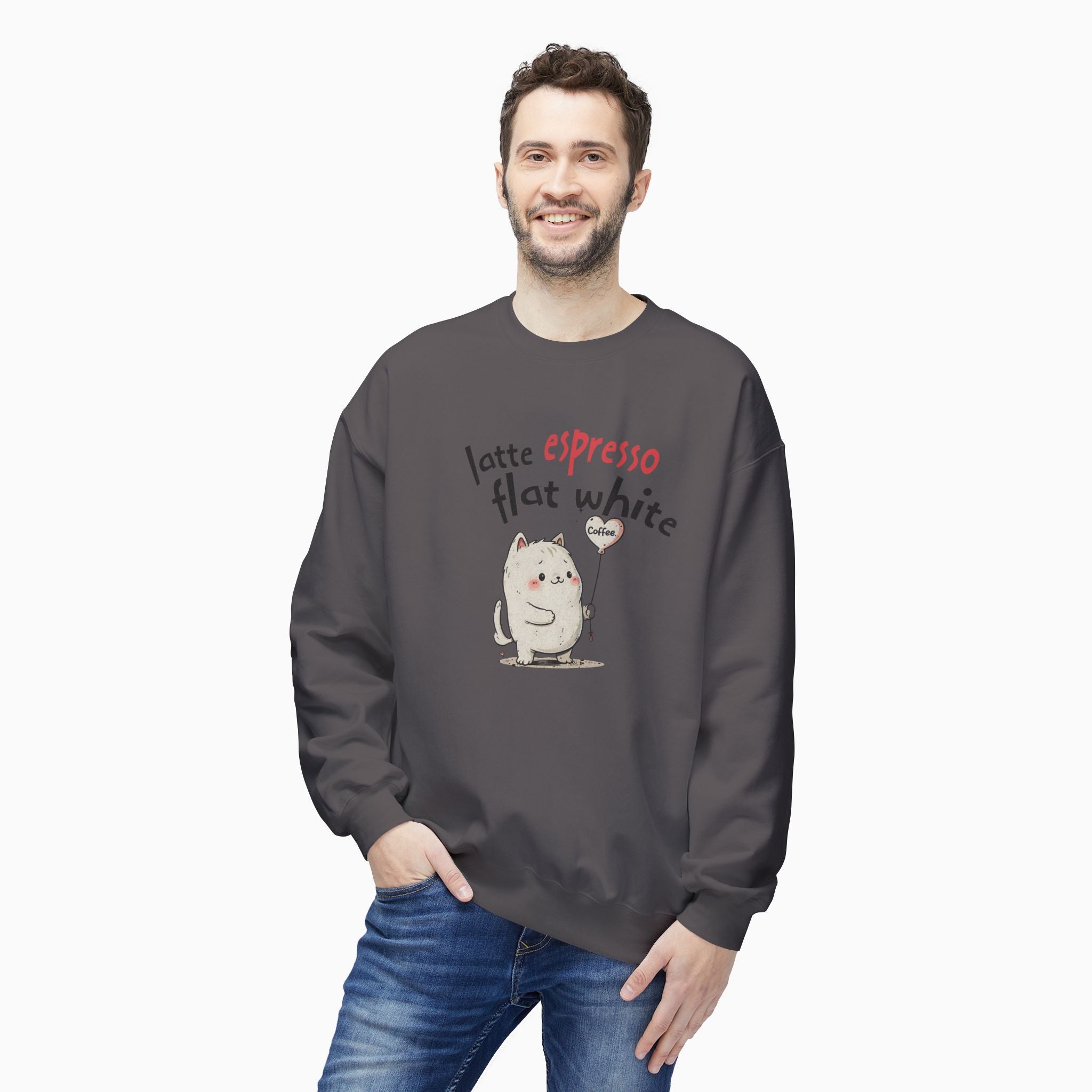 Coffee Cat Latte, Espresso, Flat White Unisex Sweatshirt