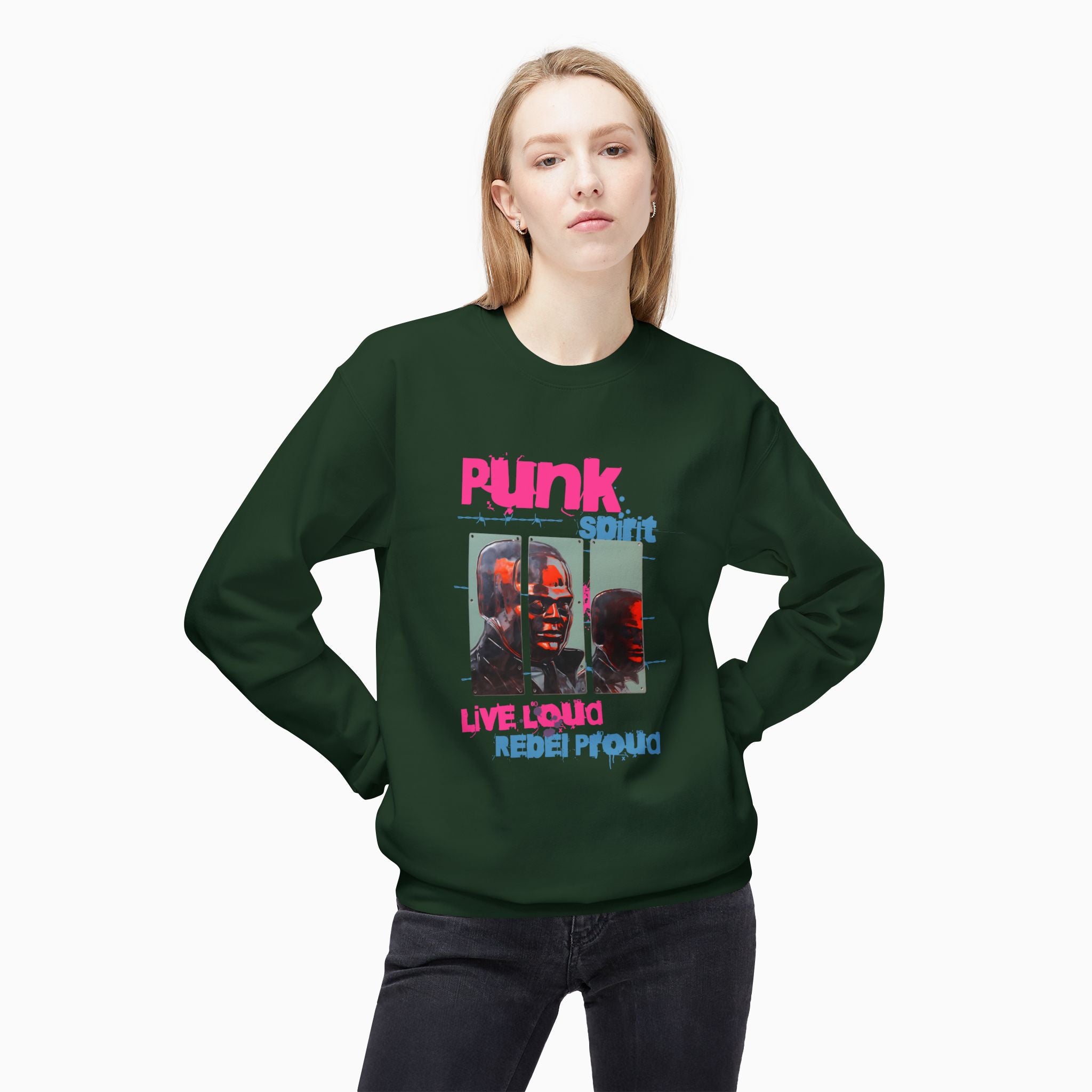 Punk Spirit, Live Loud, Rebel Proud Unisex Sweatshirt