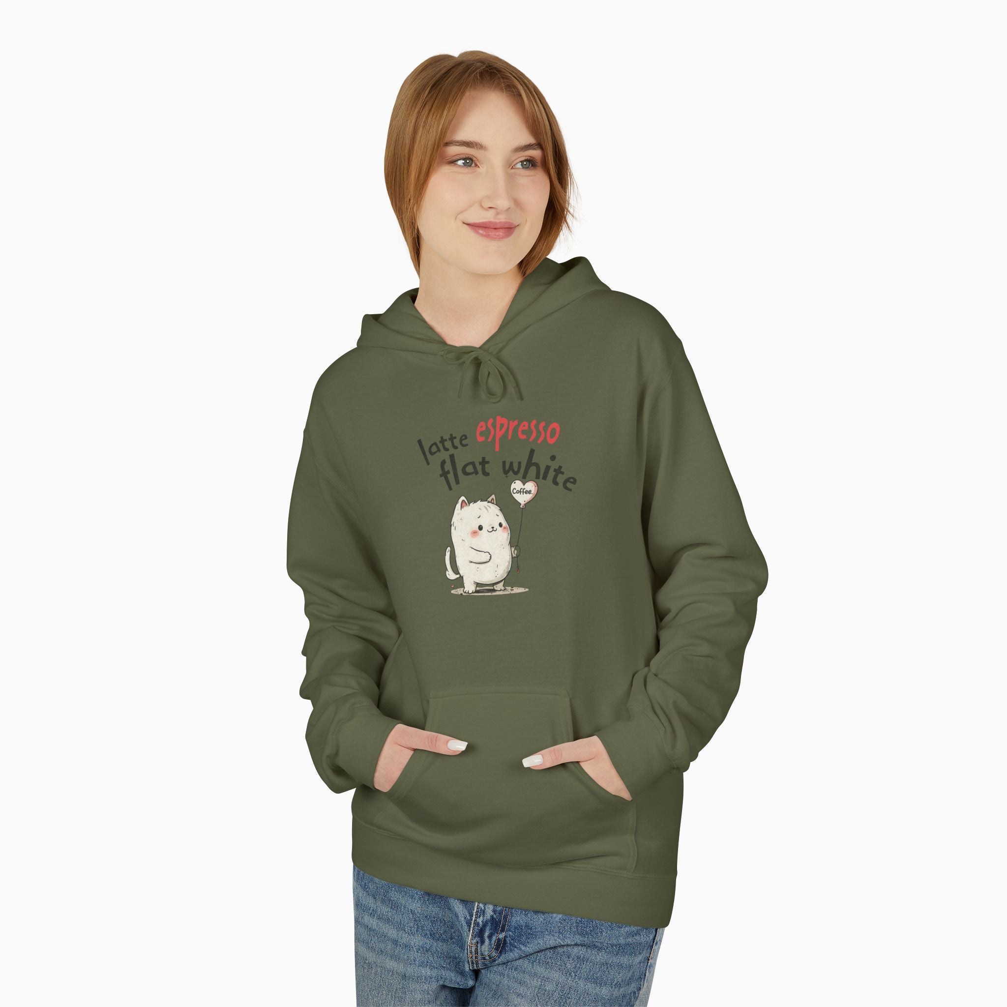 Coffee Cat Latte, Espresso, Flat White Unisex Hoodie