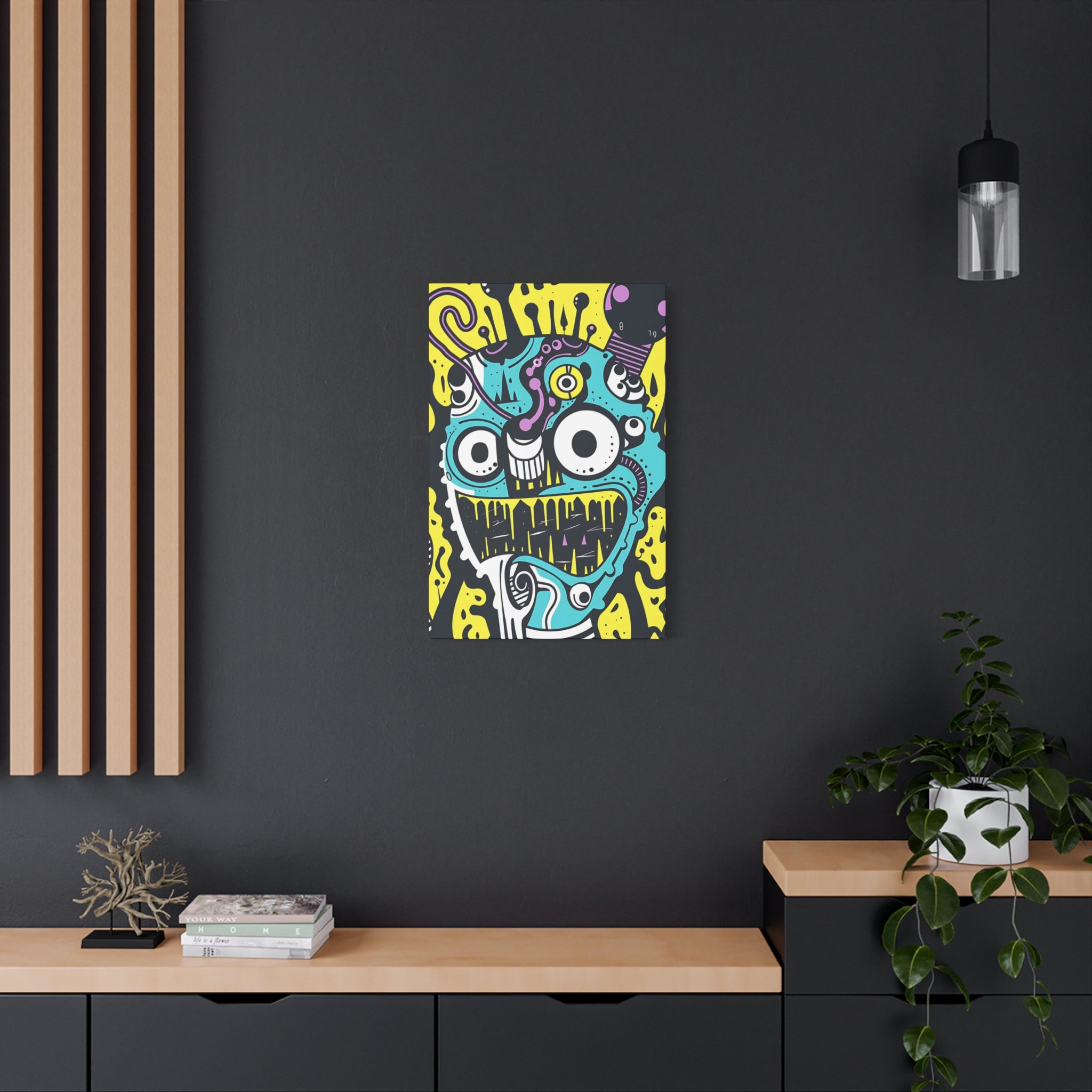 Black and White Cable Monster Canvas Print