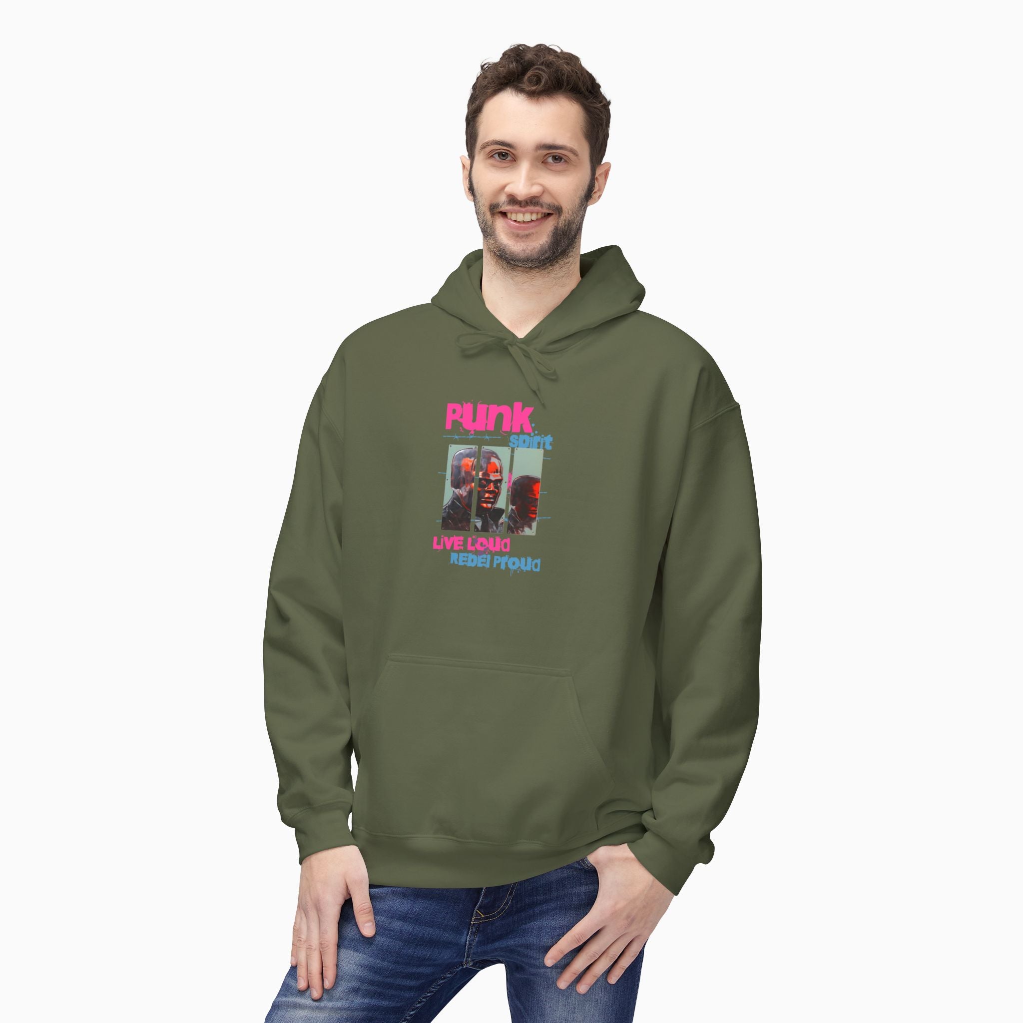 Punk Spirit, Live Loud, Rebel Proud Unisex Hoodie