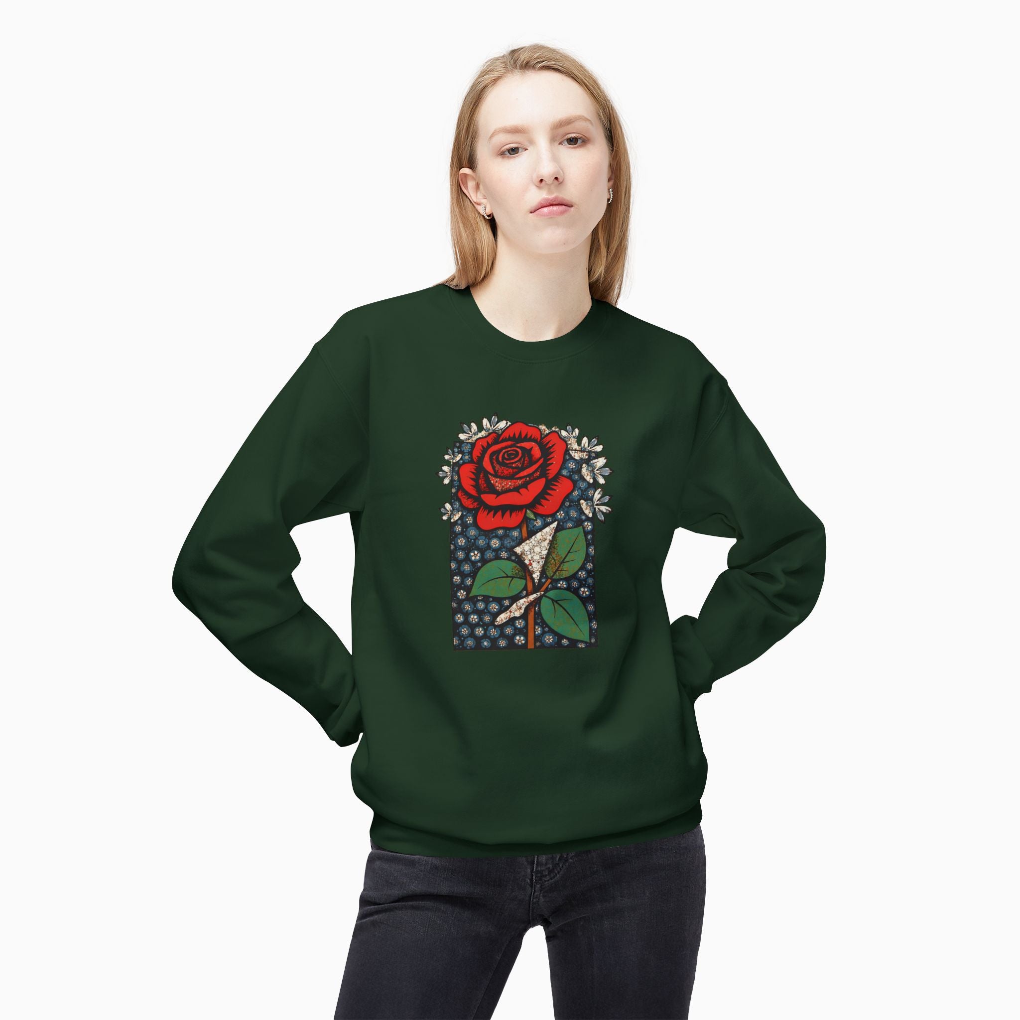 Vintage Crimson Rose Unisex Sweatshirt