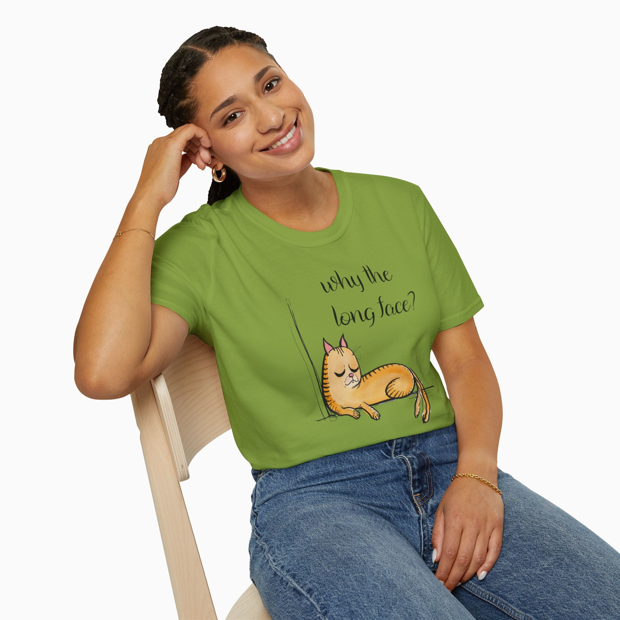 Funny Cat Why the Long Face Unisex T-Shirt