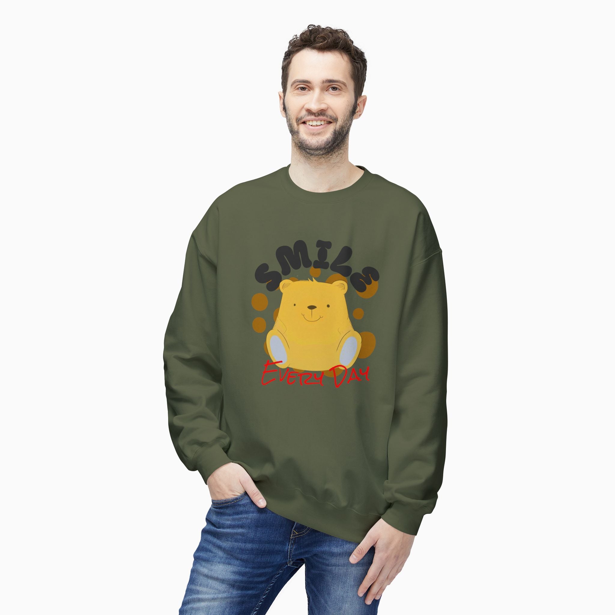 Smile Everyday Slogan With Teddy Bear Unisex Sweatshirt