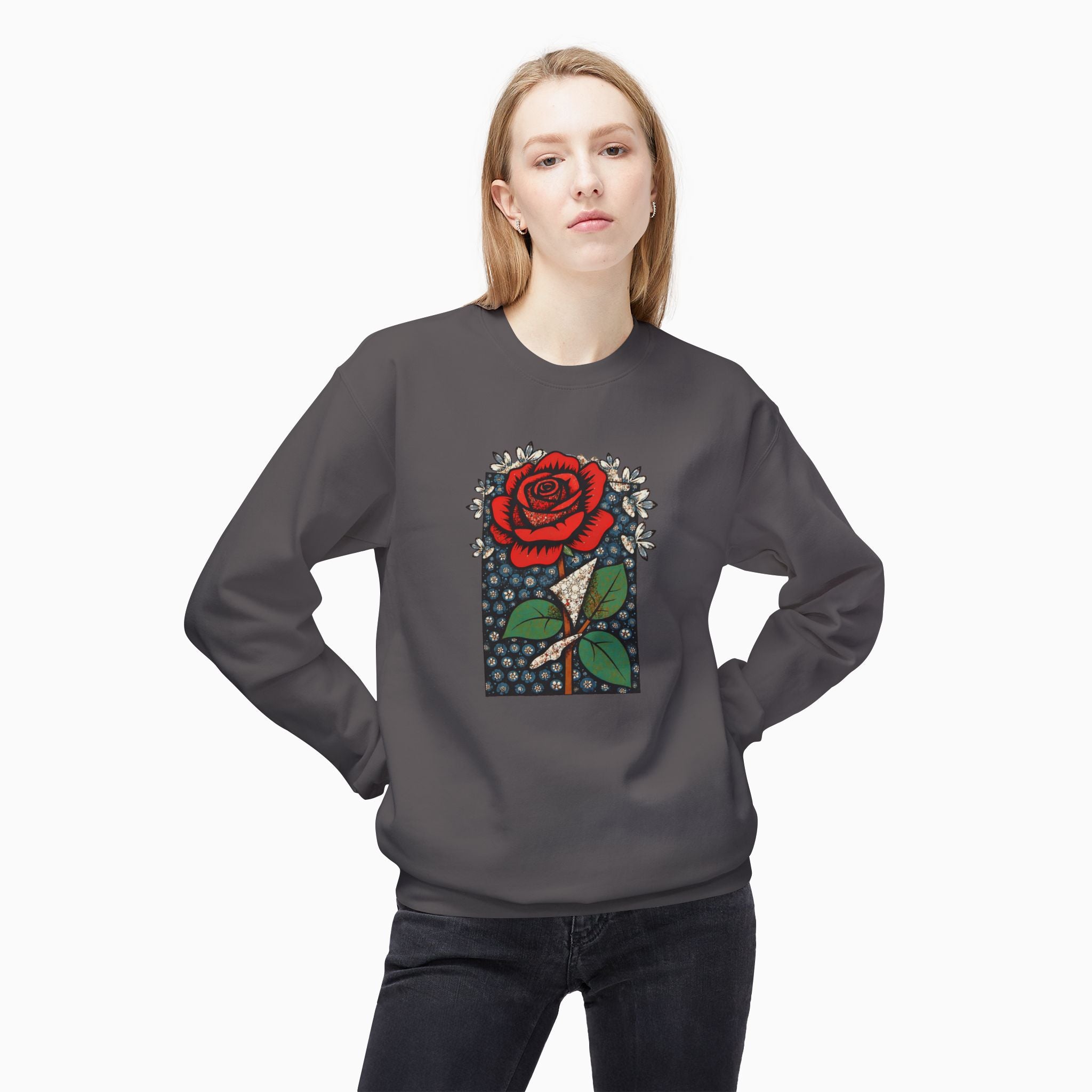 Vintage Crimson Rose Unisex Sweatshirt