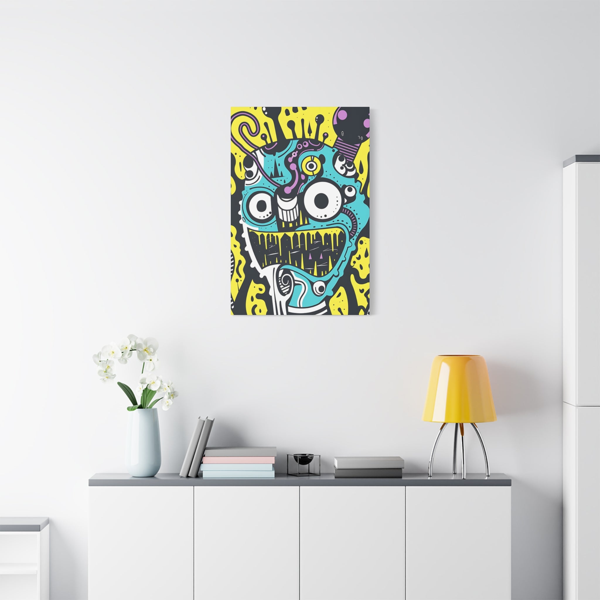 Black and White Cable Monster Canvas Print