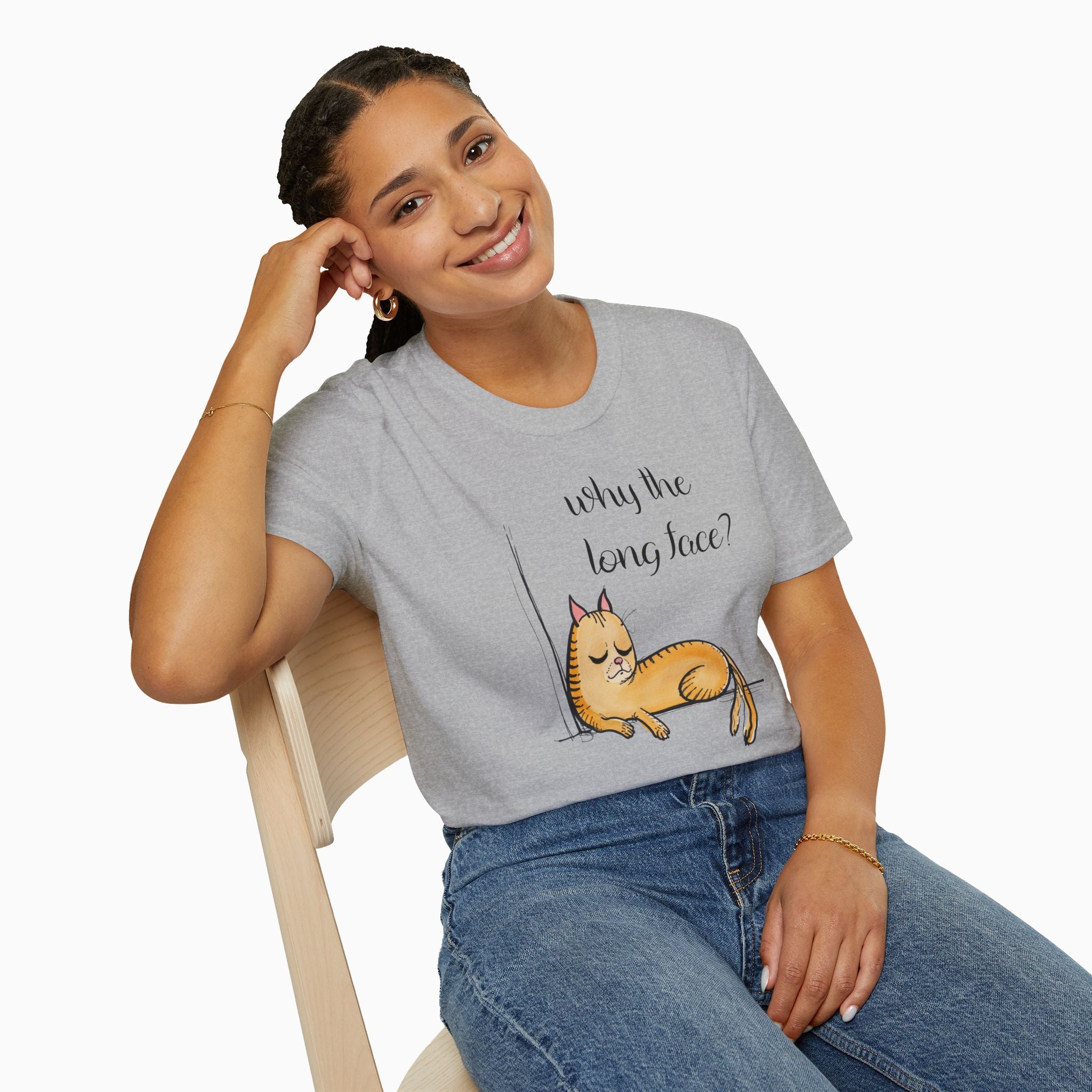 Funny Cat Why the Long Face Unisex T-Shirt