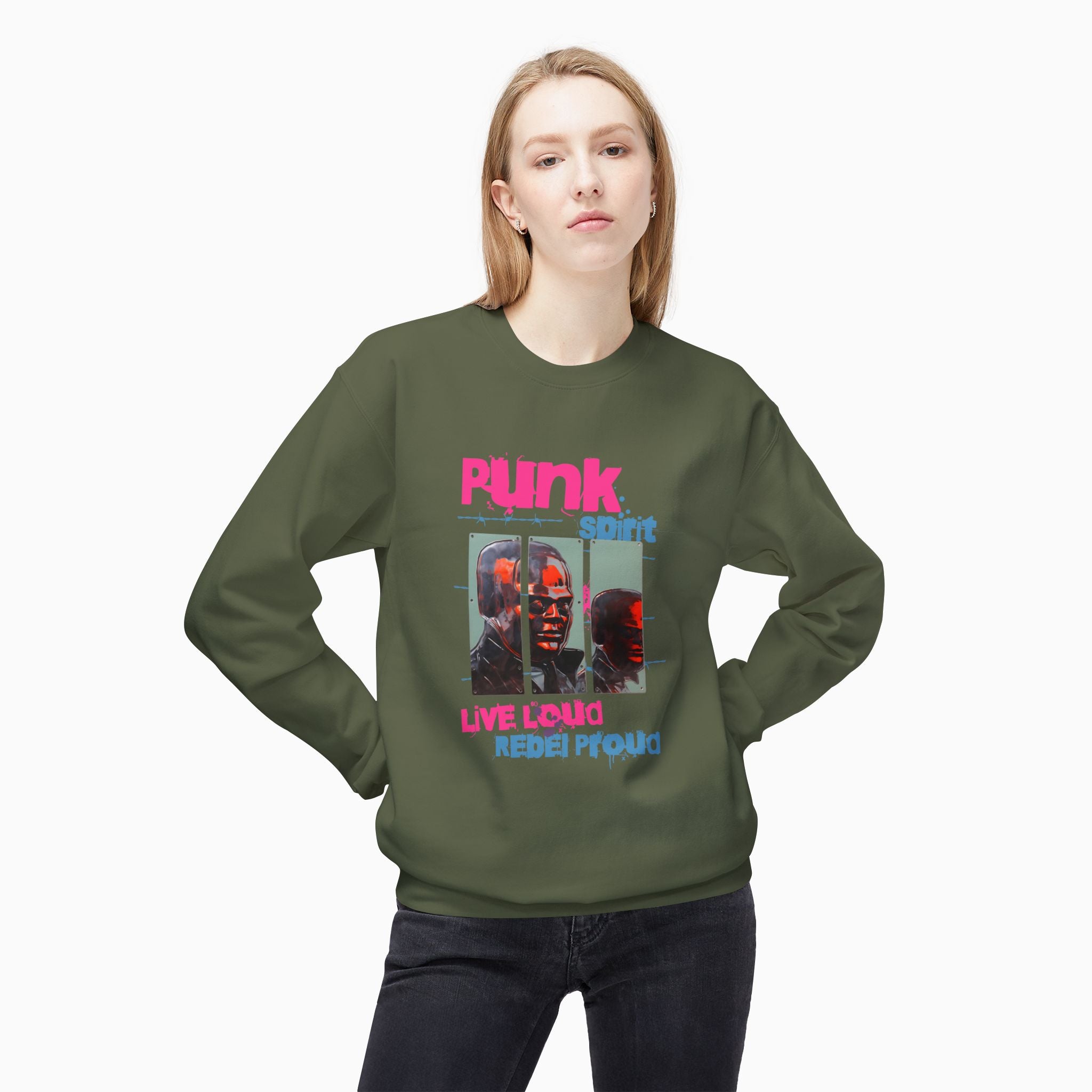 Punk Spirit, Live Loud, Rebel Proud Unisex Sweatshirt