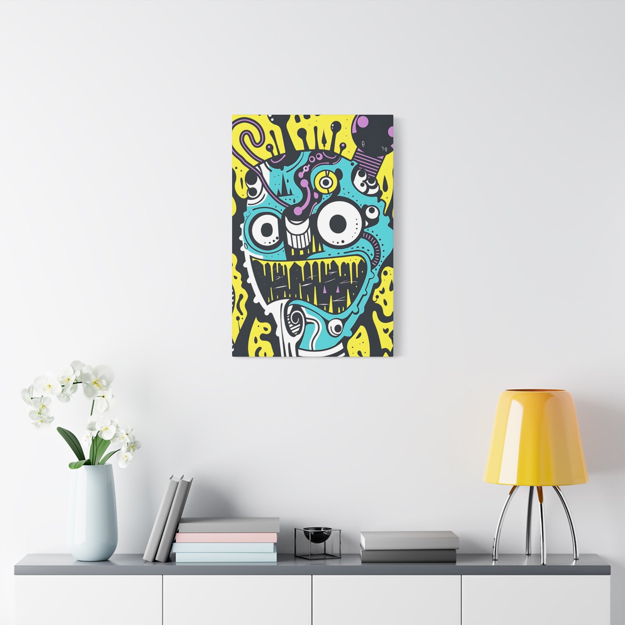 Black and White Cable Monster Canvas Print