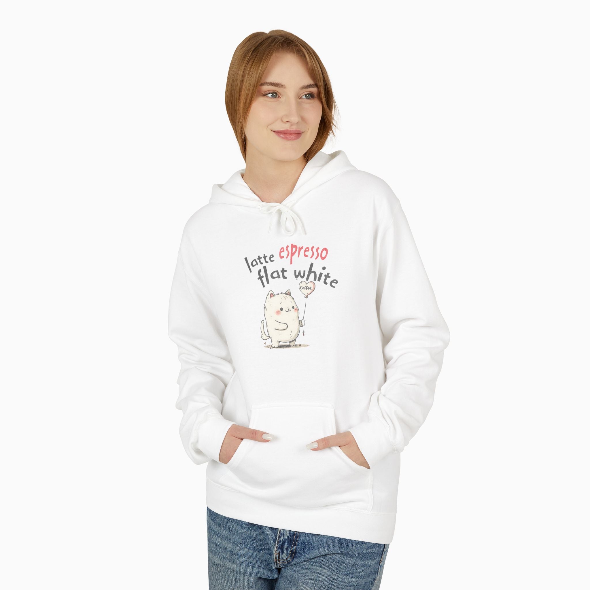 Coffee Cat Latte, Espresso, Flat White Unisex Hoodie