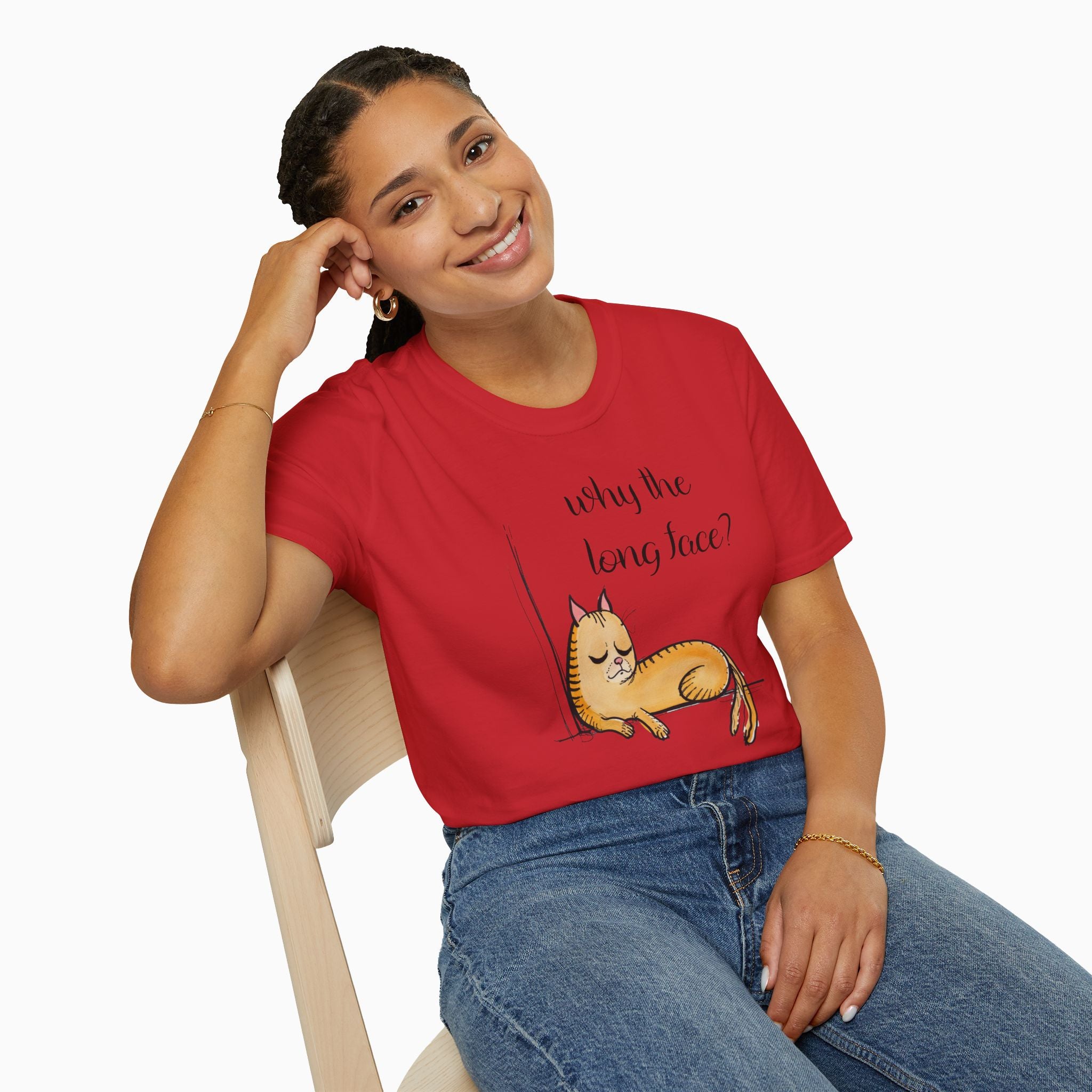 Funny Cat Why the Long Face Unisex T-Shirt