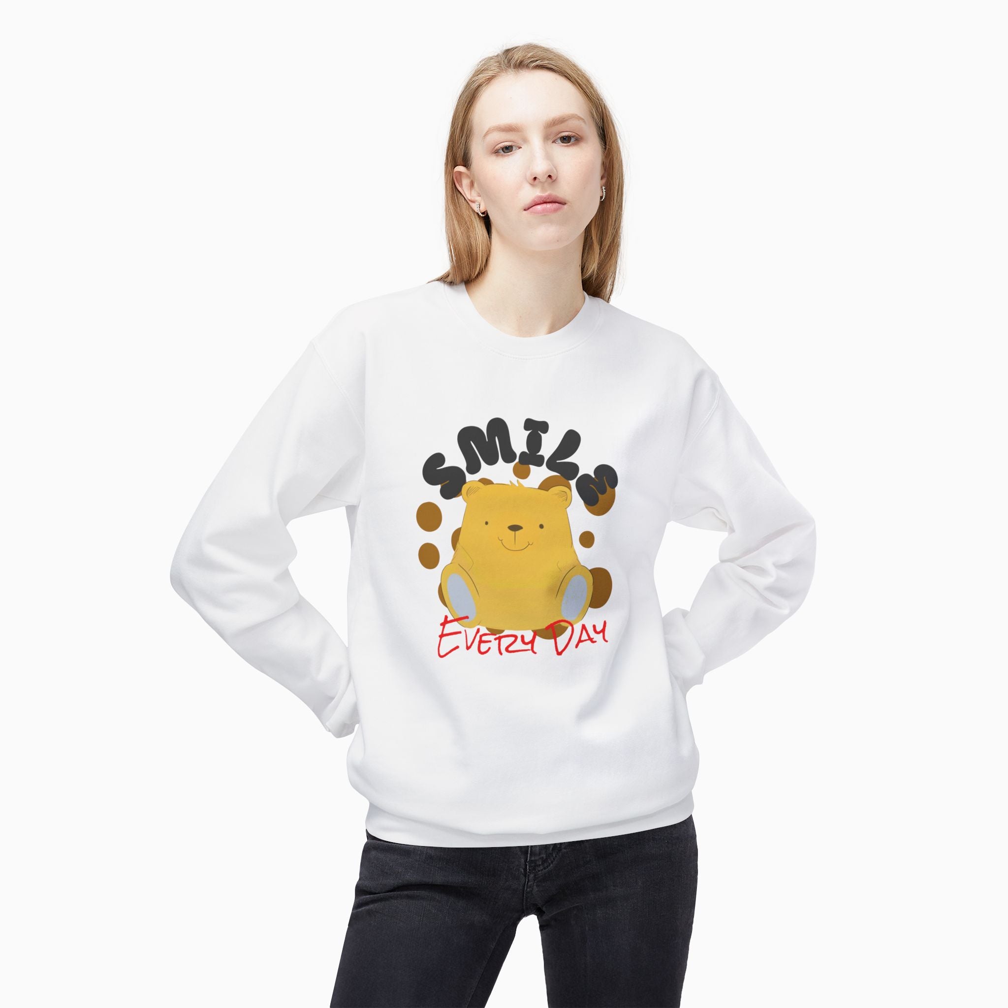 Smile Everyday Slogan With Teddy Bear Unisex Sweatshirt