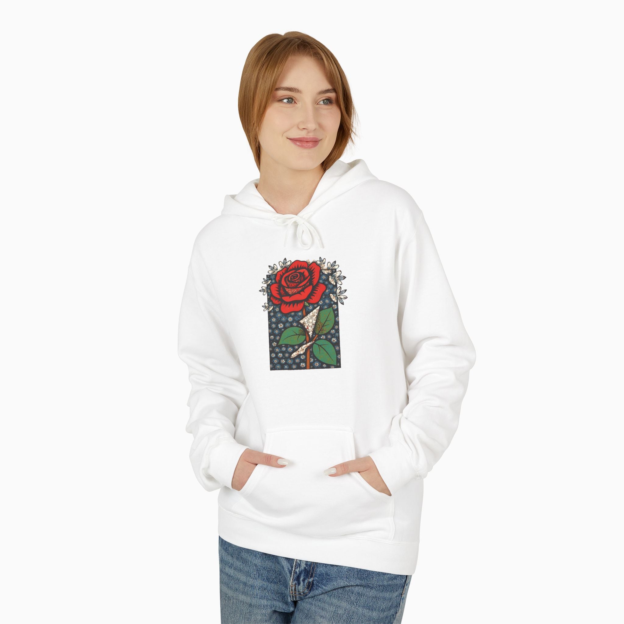 Vintage Crimson Rose Unisex Hoodie