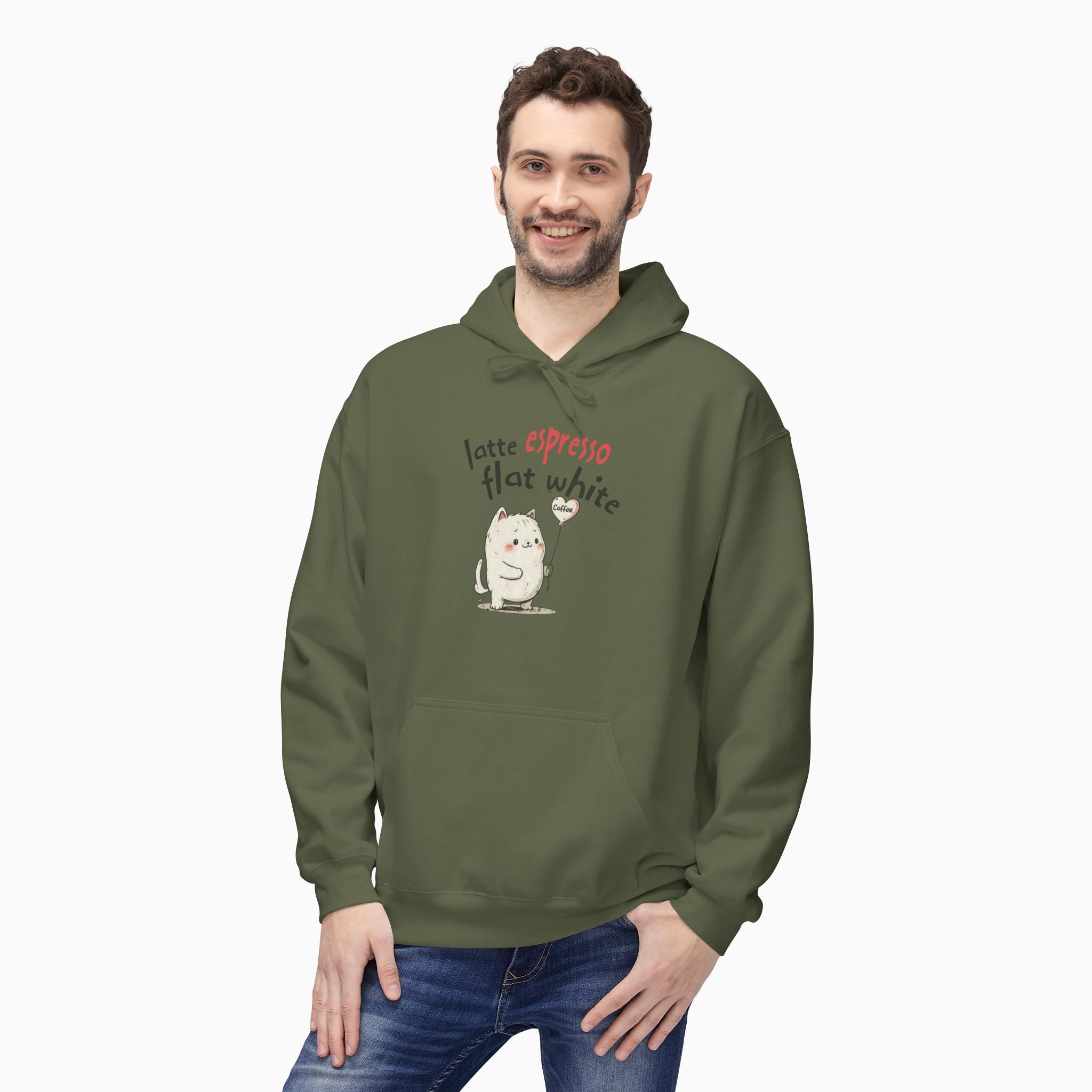 Coffee Cat Latte, Espresso, Flat White Unisex Hoodie