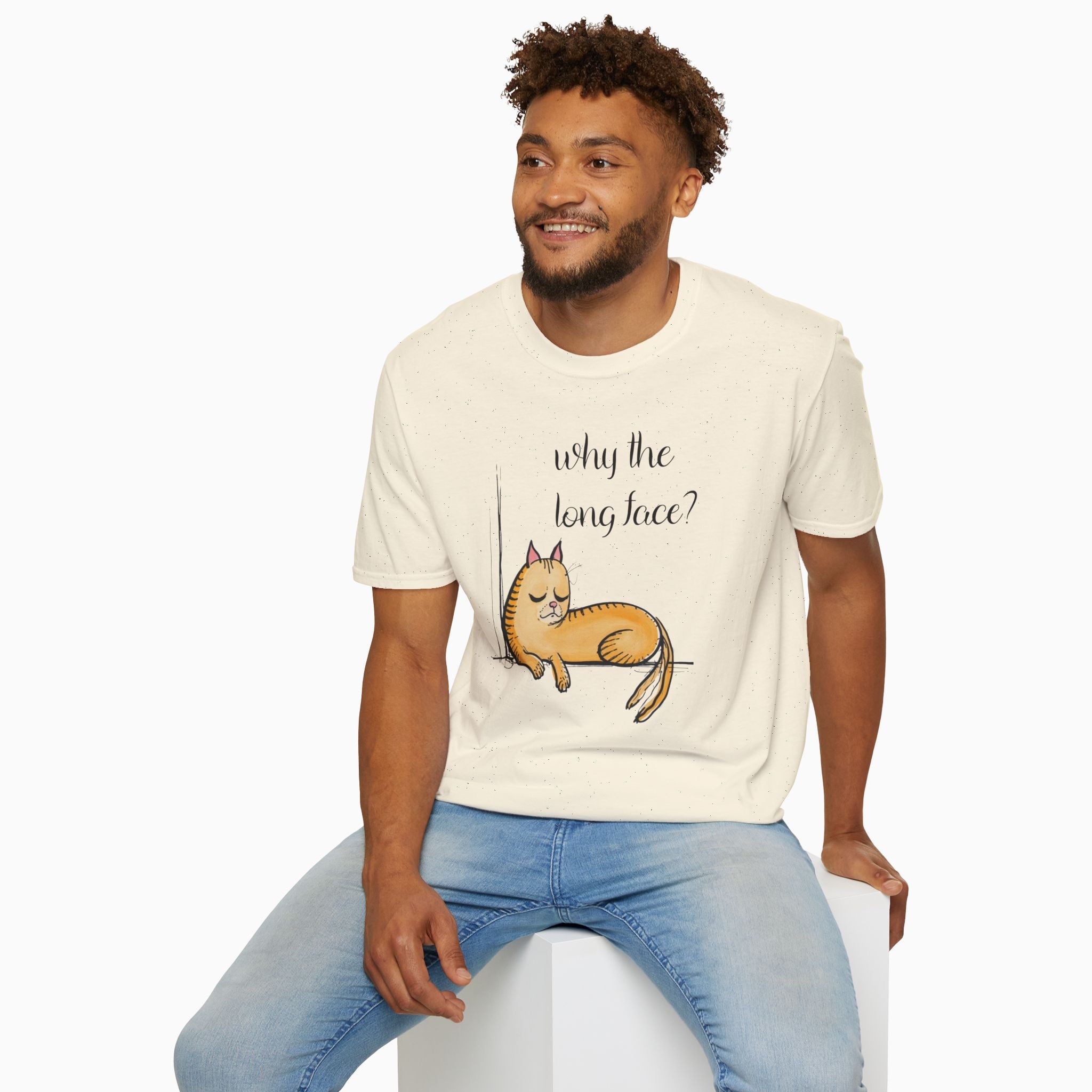 Funny Cat Why the Long Face Unisex T-Shirt