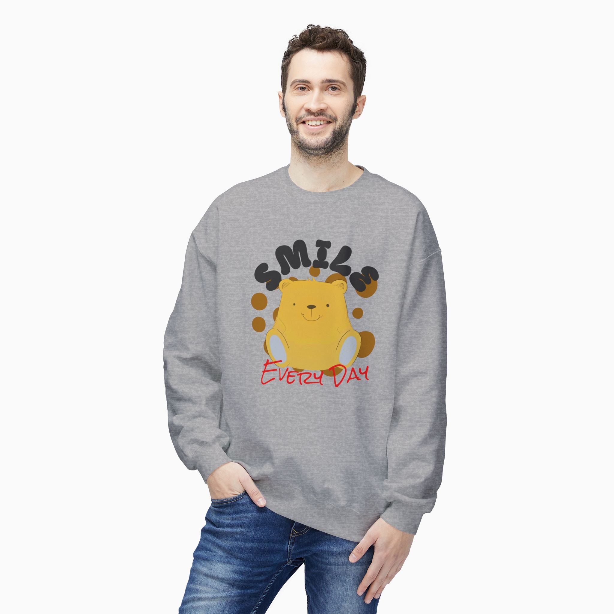 Smile Everyday Slogan With Teddy Bear Unisex Sweatshirt