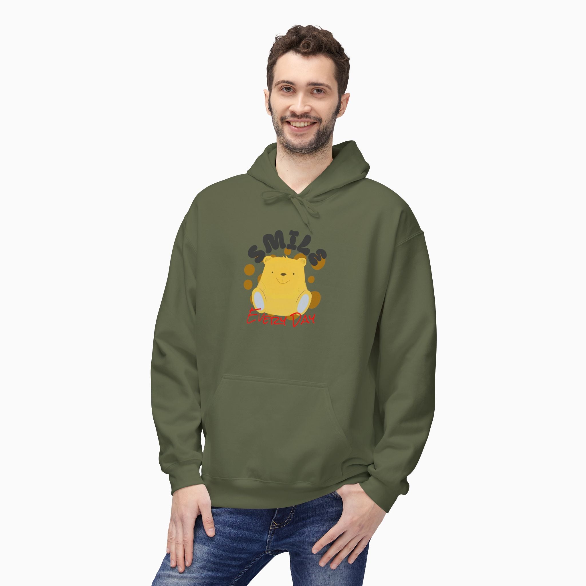 Smile Everyday Slogan With Teddy Bear Unisex Hoodie