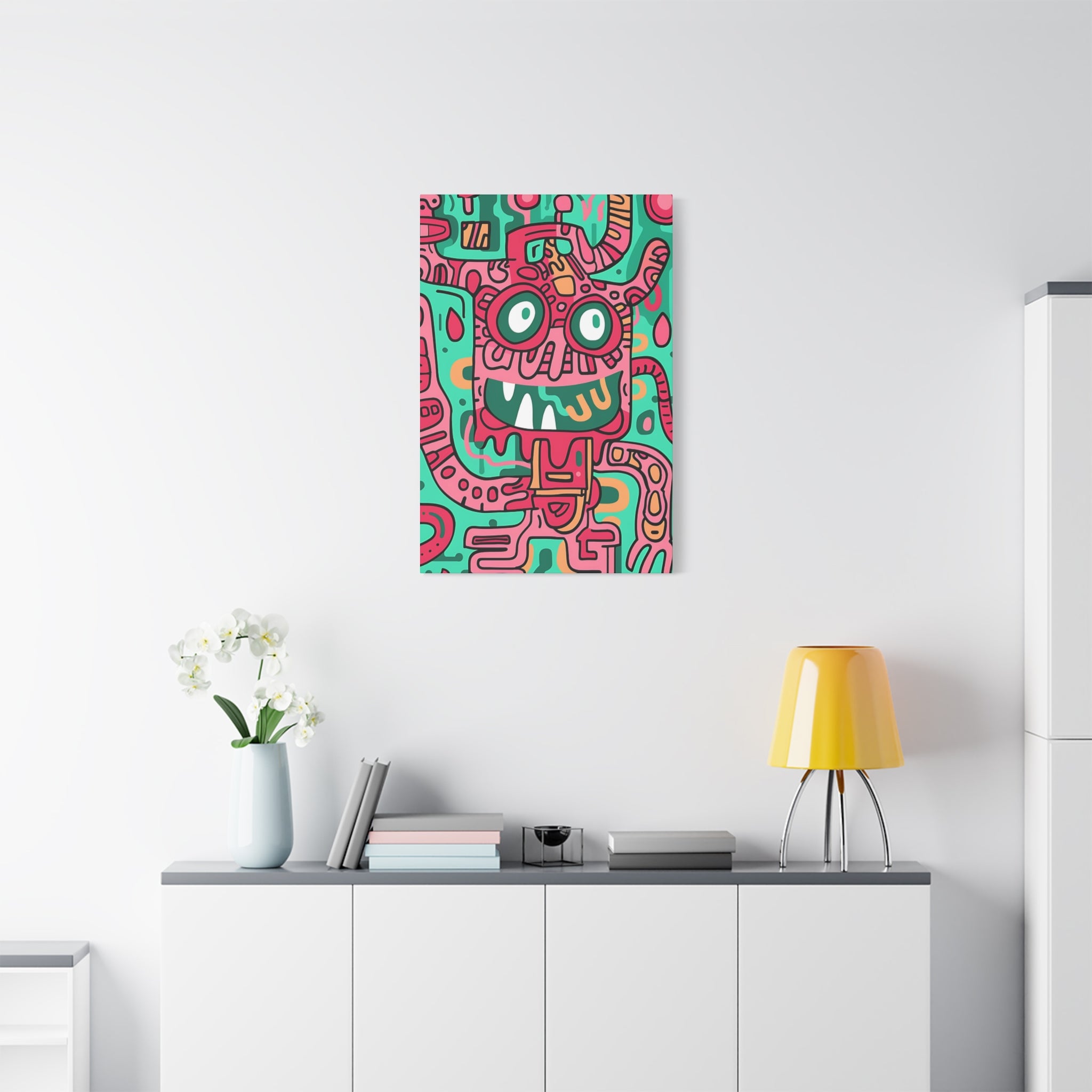 Bright Red Cable Monster Canvas Print