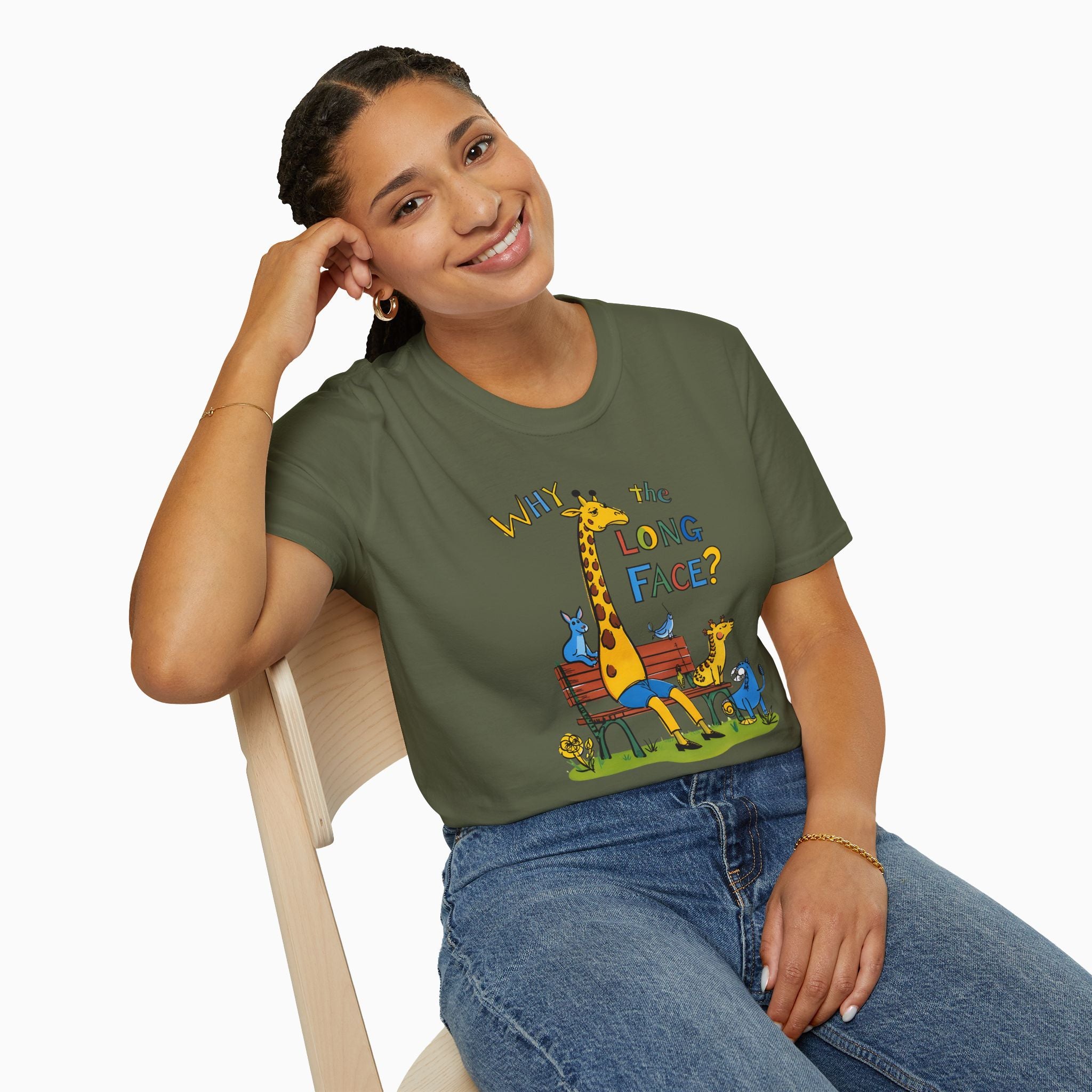 Funny Giraffe Why the Long Face Unisex T-Shirt