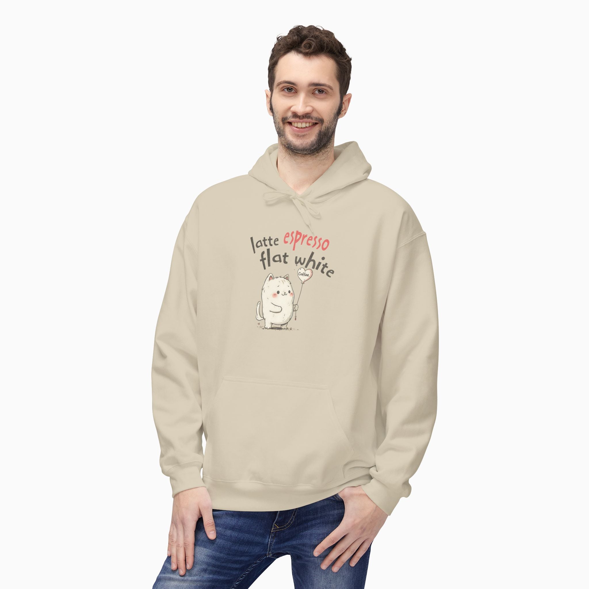 Coffee Cat Latte, Espresso, Flat White Unisex Hoodie