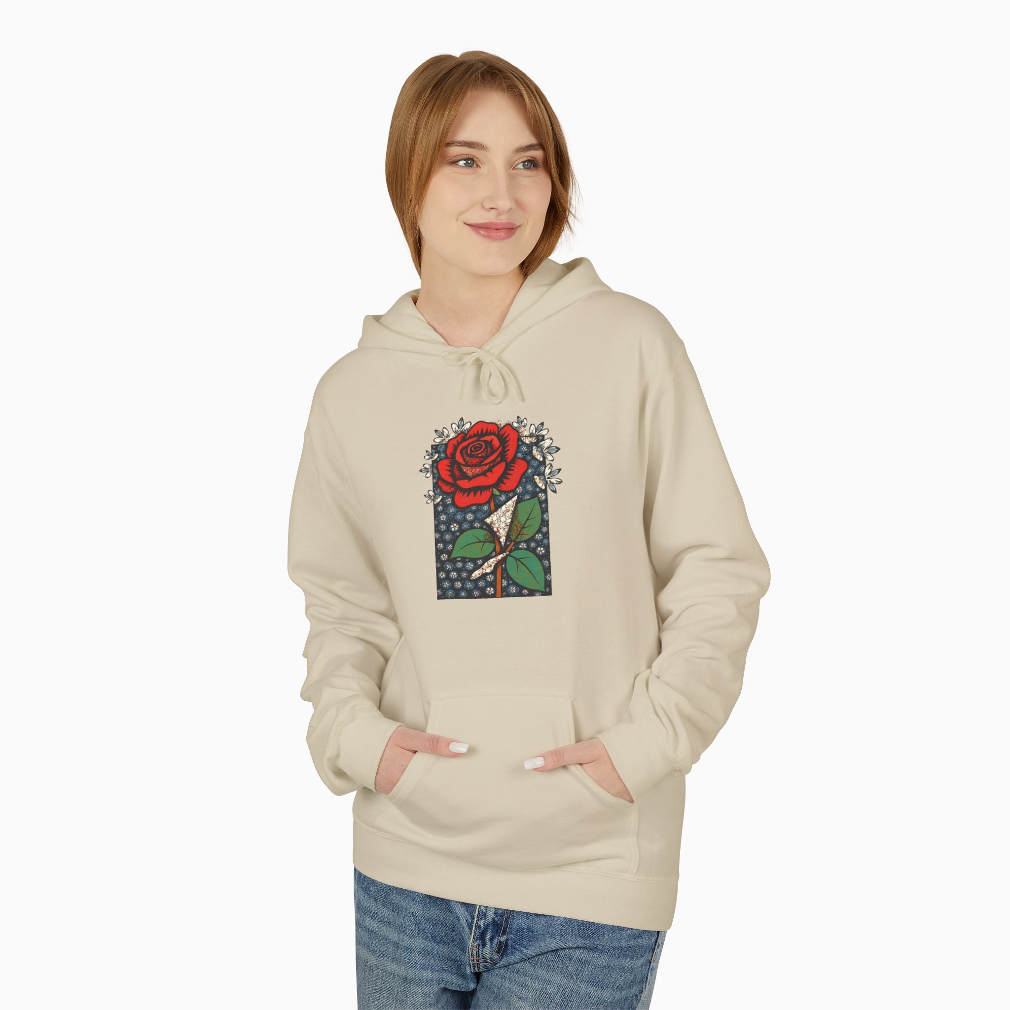 Vintage Crimson Rose Unisex Hoodie