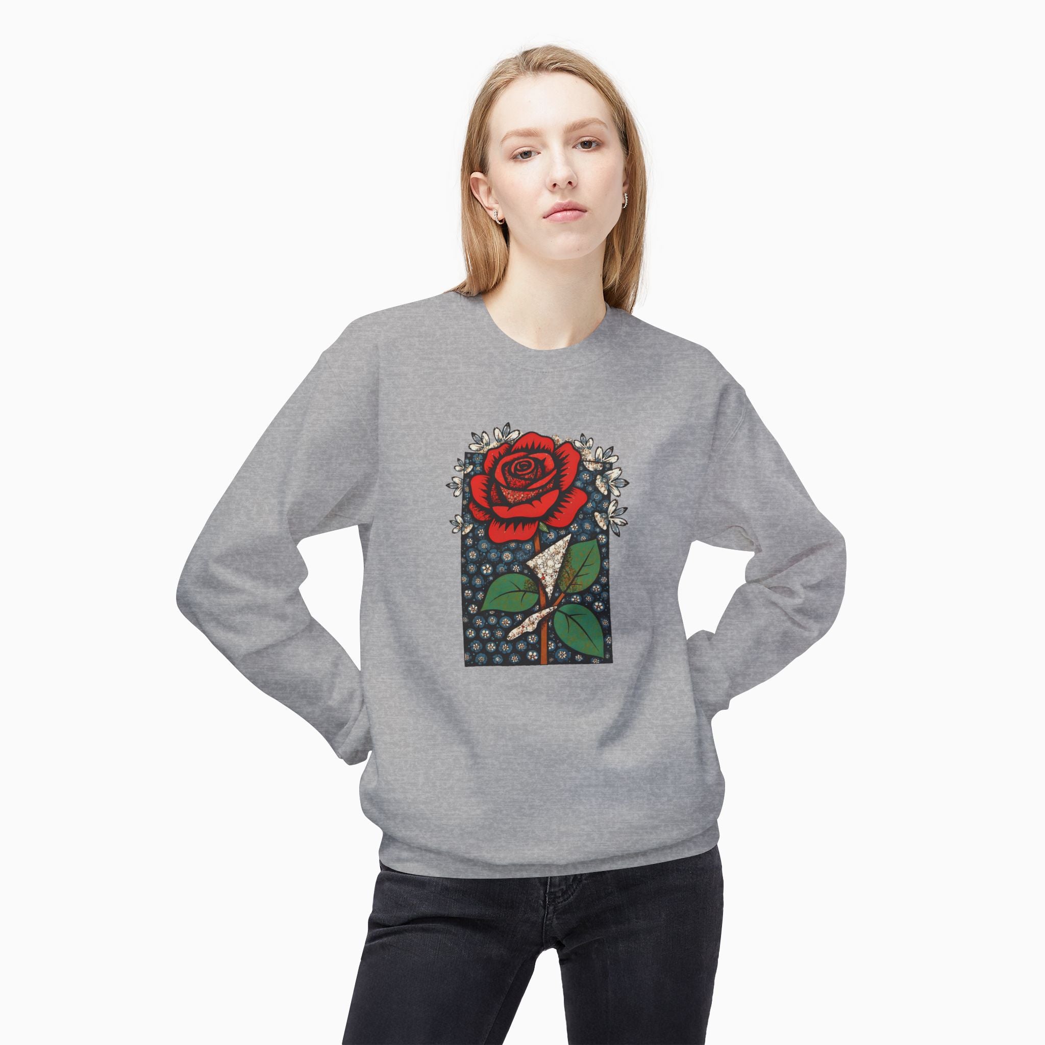 Vintage Crimson Rose Unisex Sweatshirt