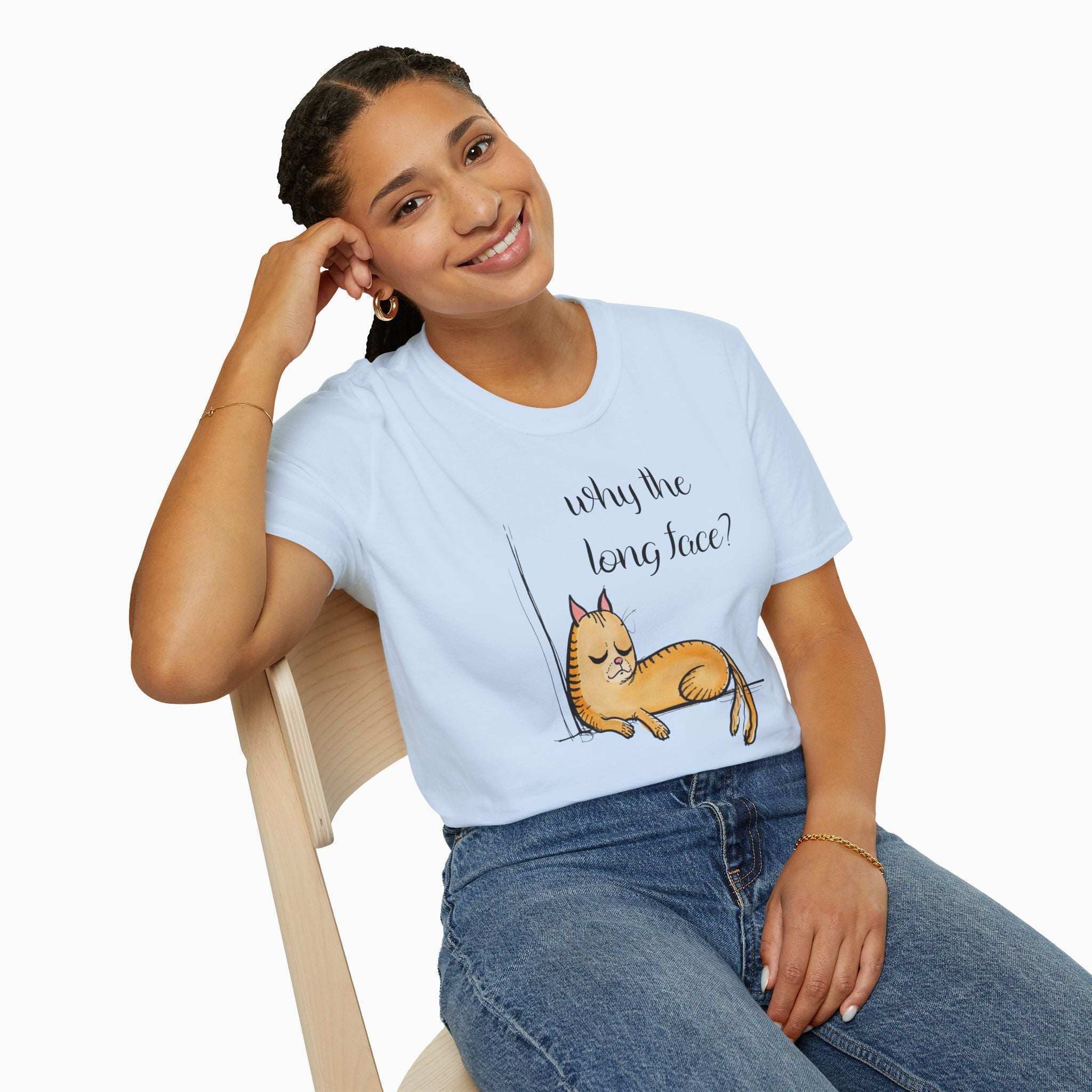 Funny Cat Why the Long Face Unisex T-Shirt