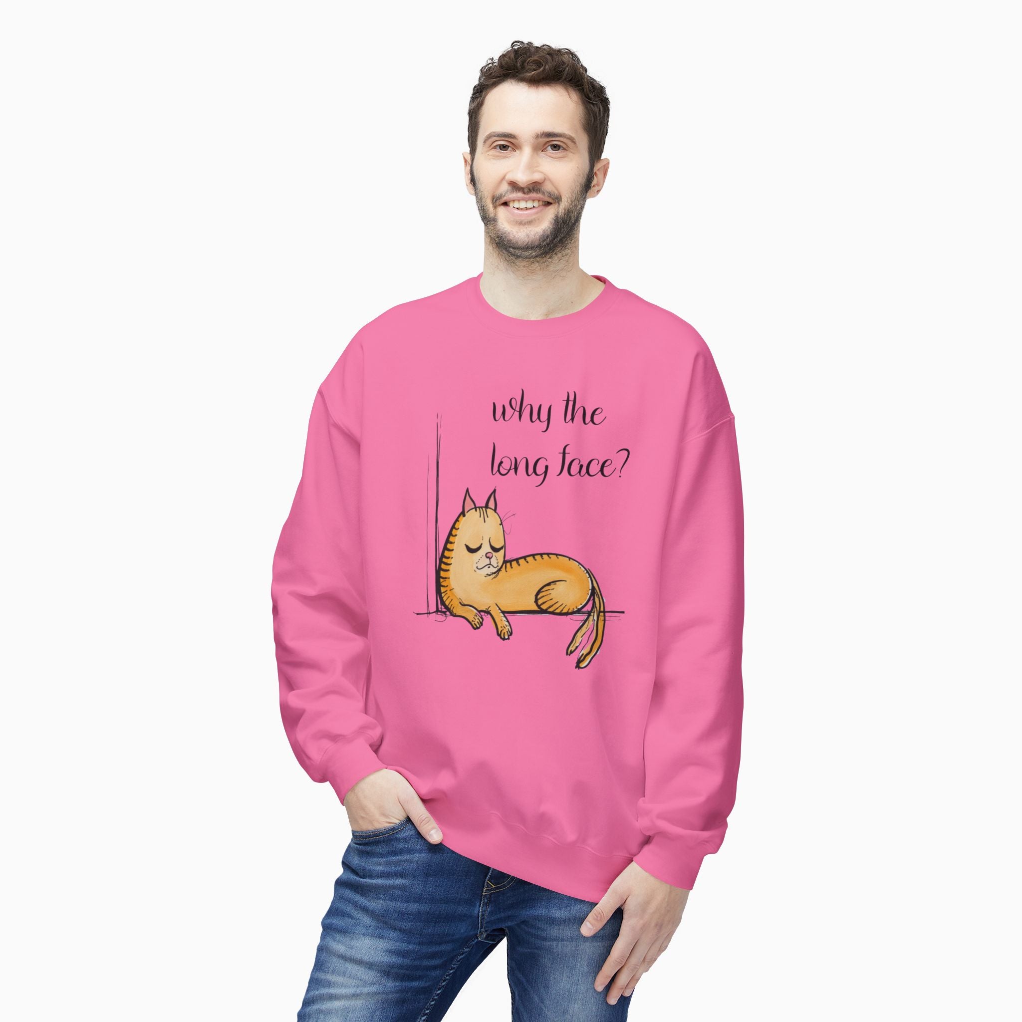 Funny Cat  Why the Long Face Unisex Sweatshirt