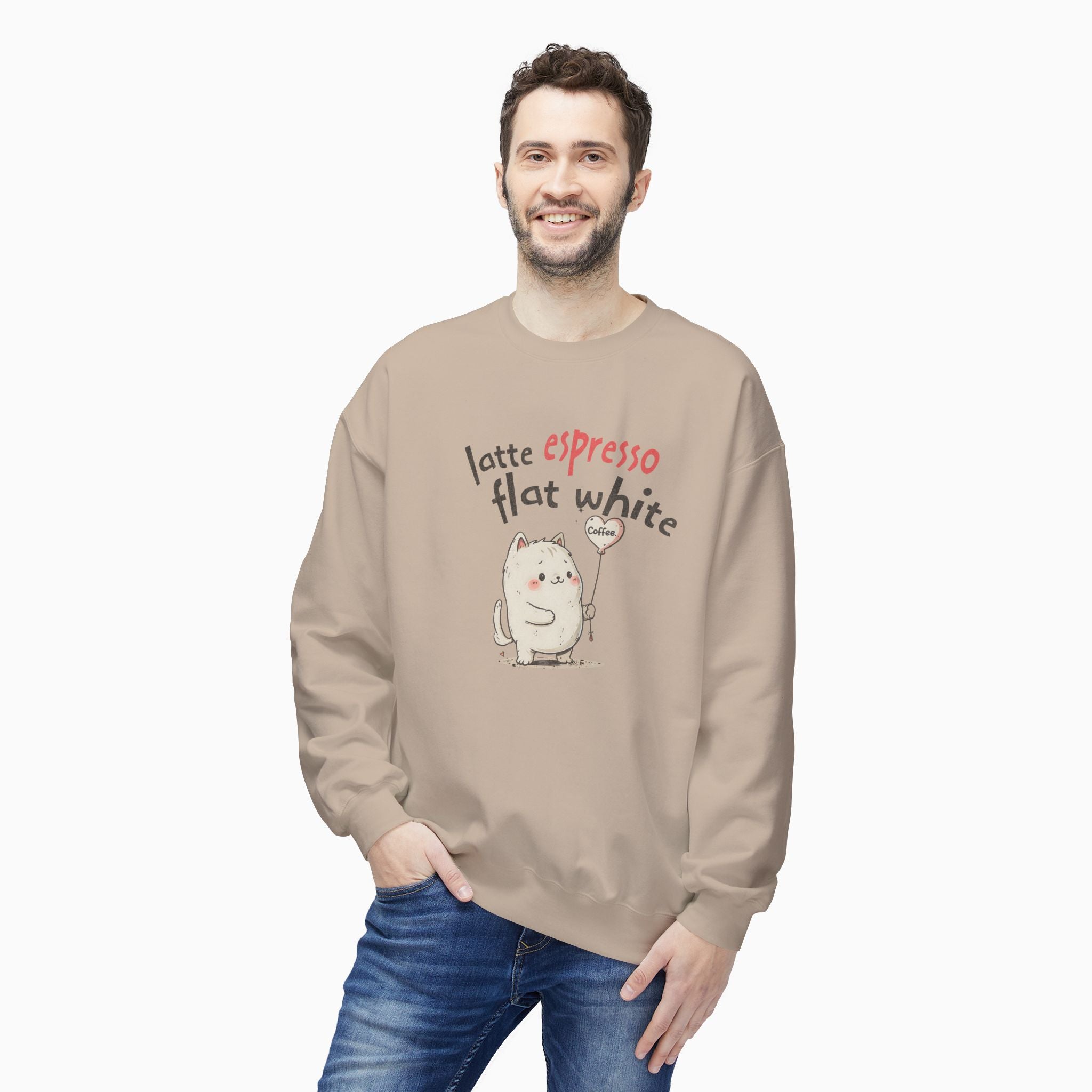 Coffee Cat Latte, Espresso, Flat White Unisex Sweatshirt