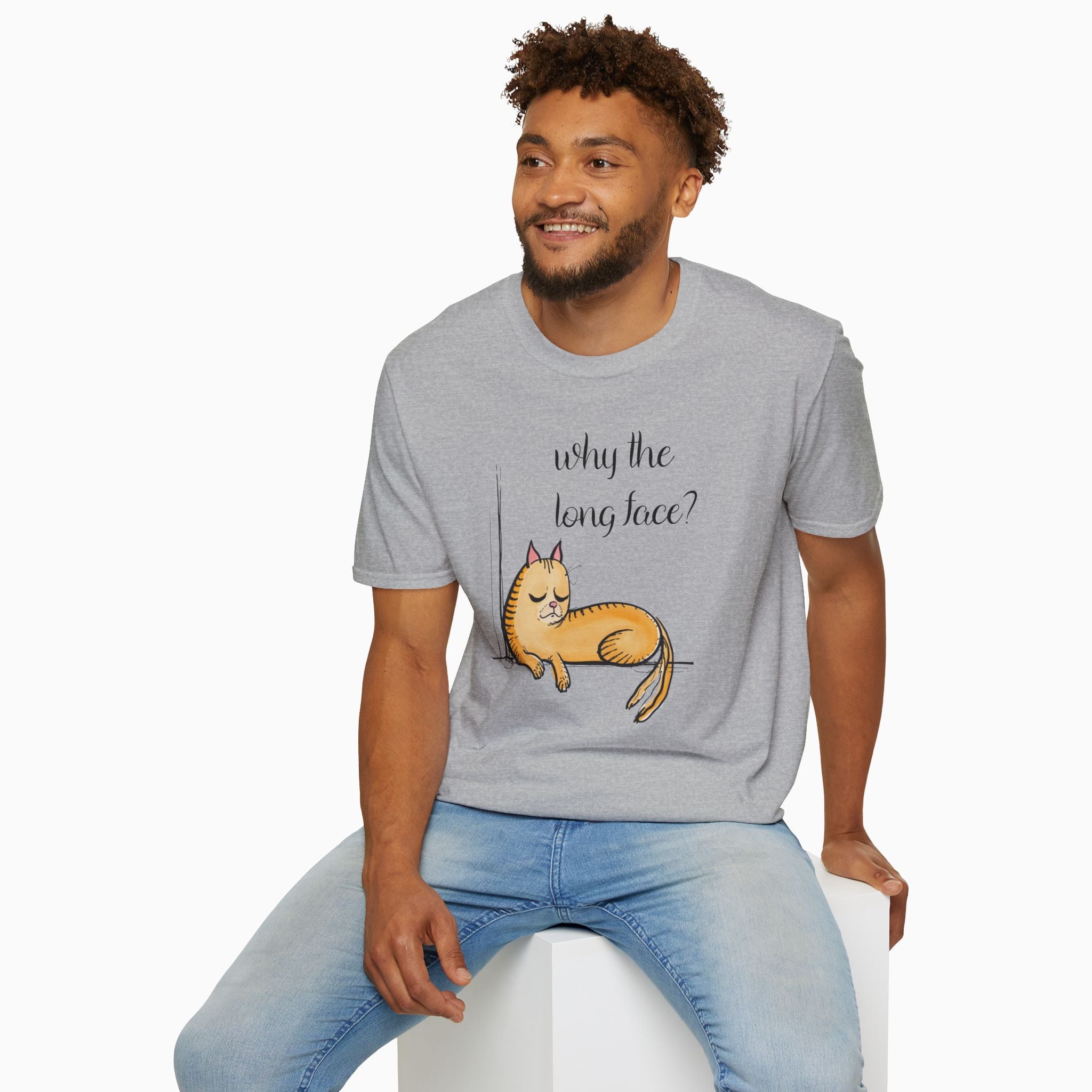 Funny Cat Why the Long Face Unisex T-Shirt