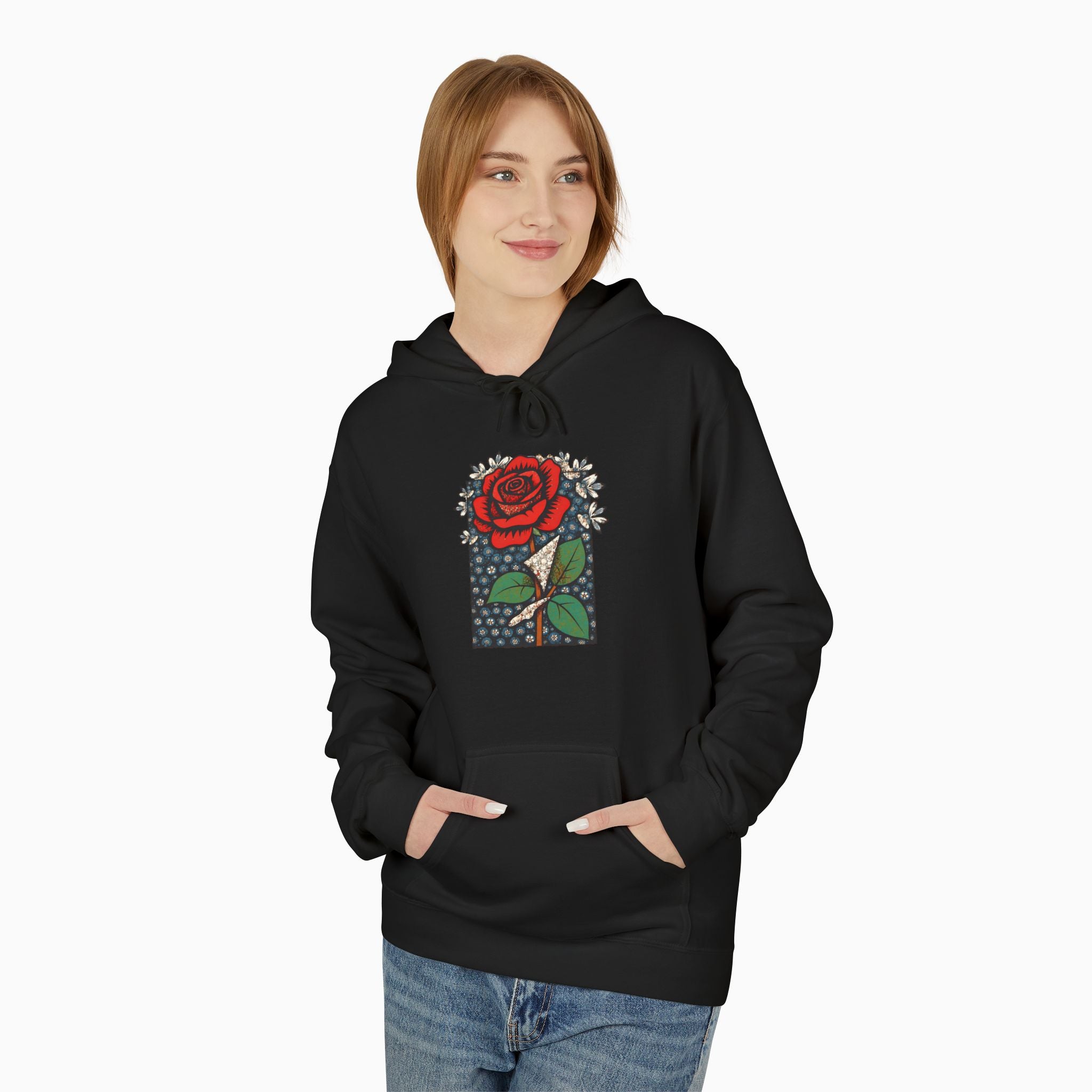 Vintage Crimson Rose Unisex Hoodie