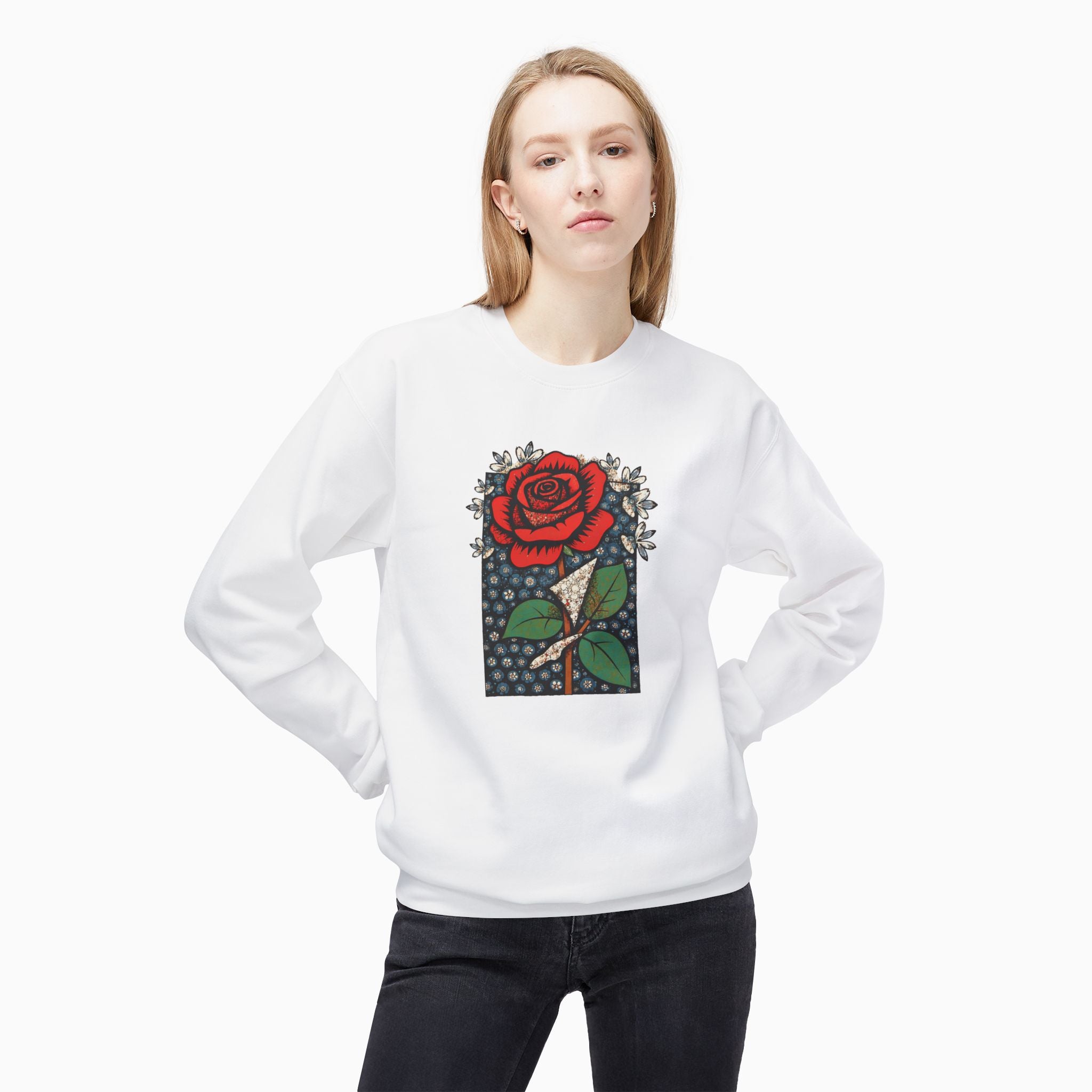 Vintage Crimson Rose Unisex Sweatshirt