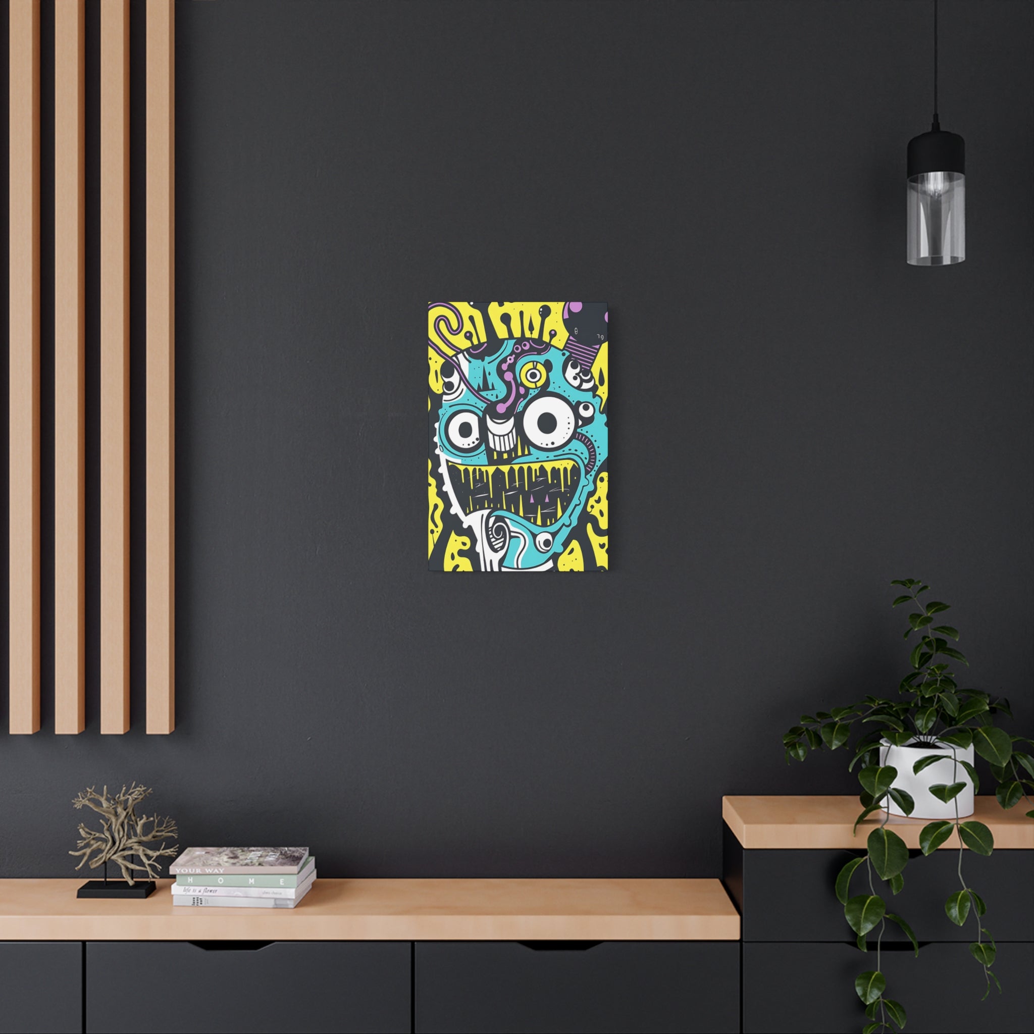 Black and White Cable Monster Canvas Print