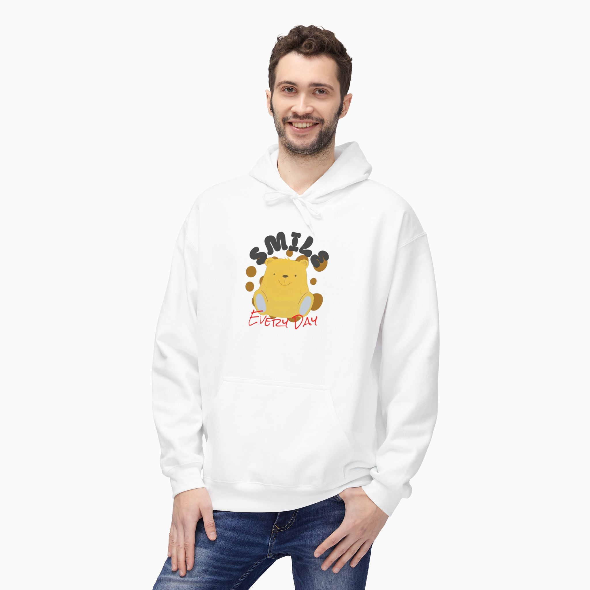 Smile Everyday Slogan With Teddy Bear Unisex Hoodie