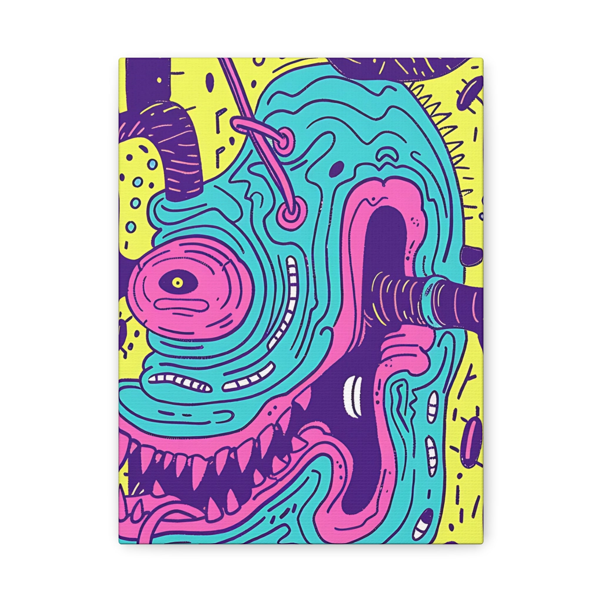 Neon Blue Cable Monster Canvas Print