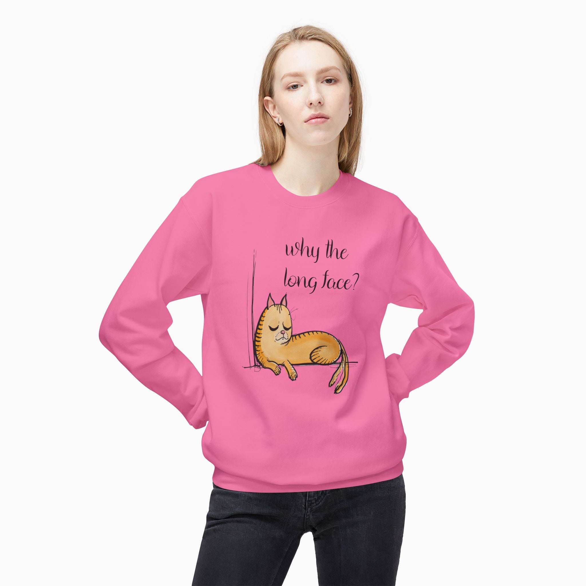 Funny Cat  Why the Long Face Unisex Sweatshirt