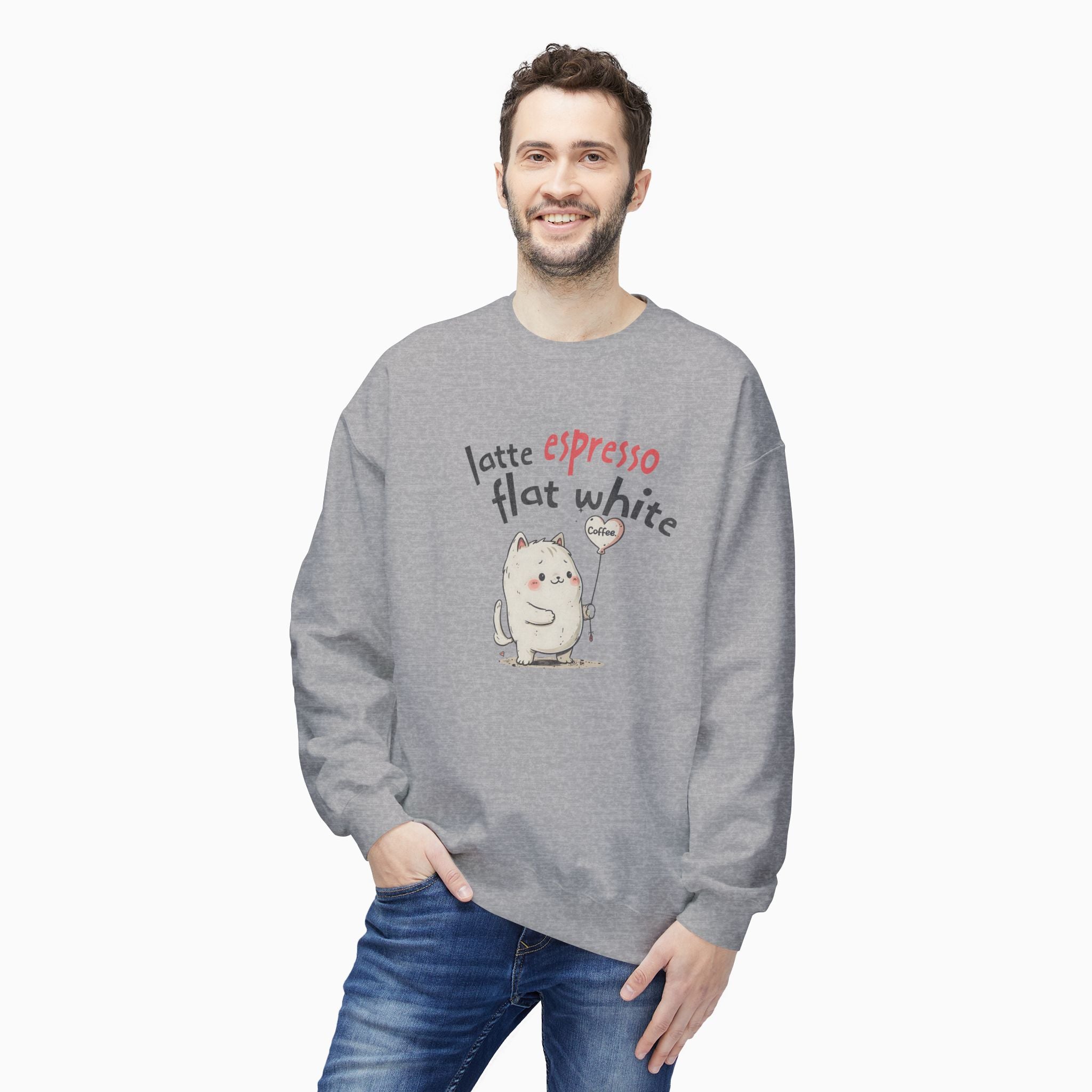 Coffee Cat Latte, Espresso, Flat White Unisex Sweatshirt