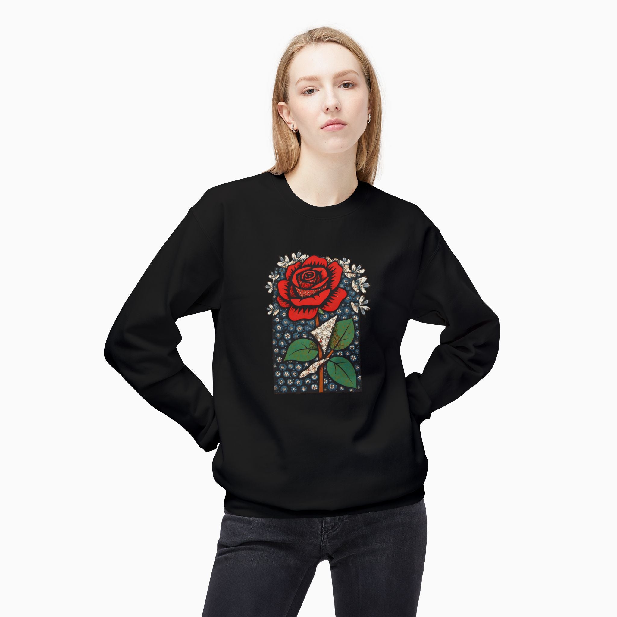 Vintage Crimson Rose Unisex Sweatshirt