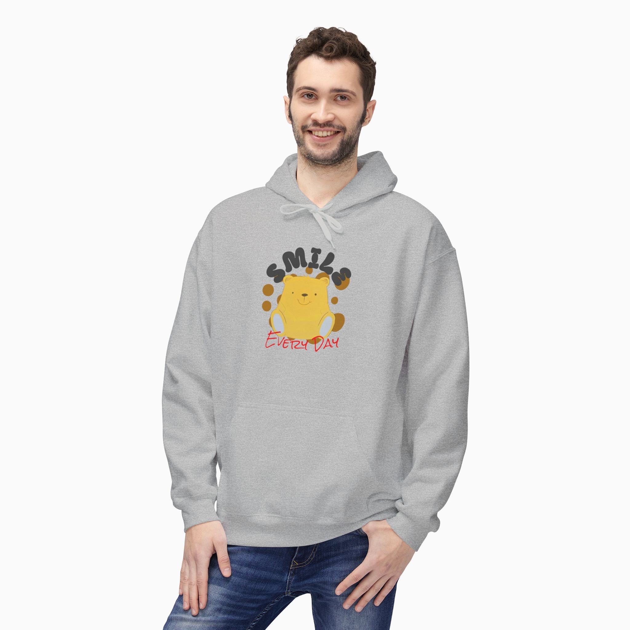 Smile Everyday Slogan With Teddy Bear Unisex Hoodie