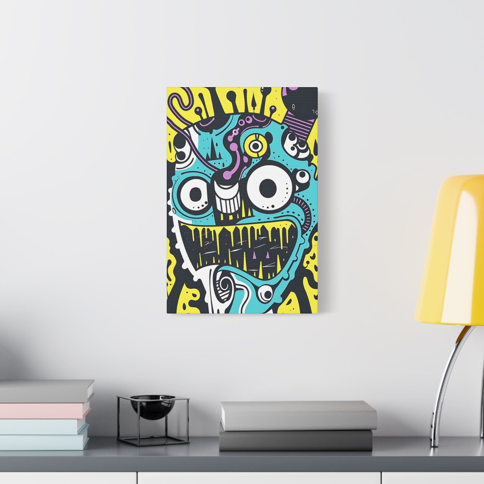 Black and White Cable Monster Canvas Print