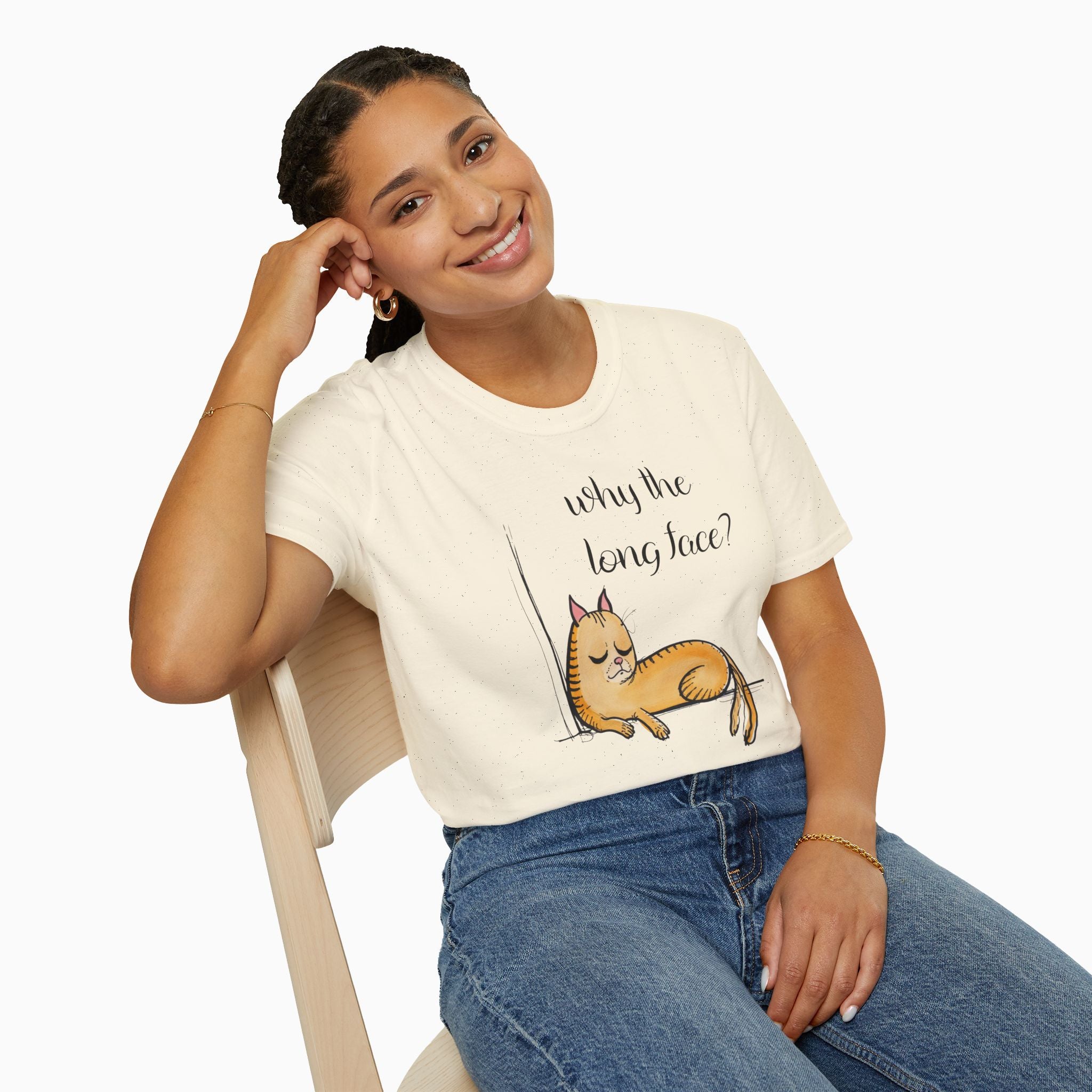 Funny Cat Why the Long Face Unisex T-Shirt