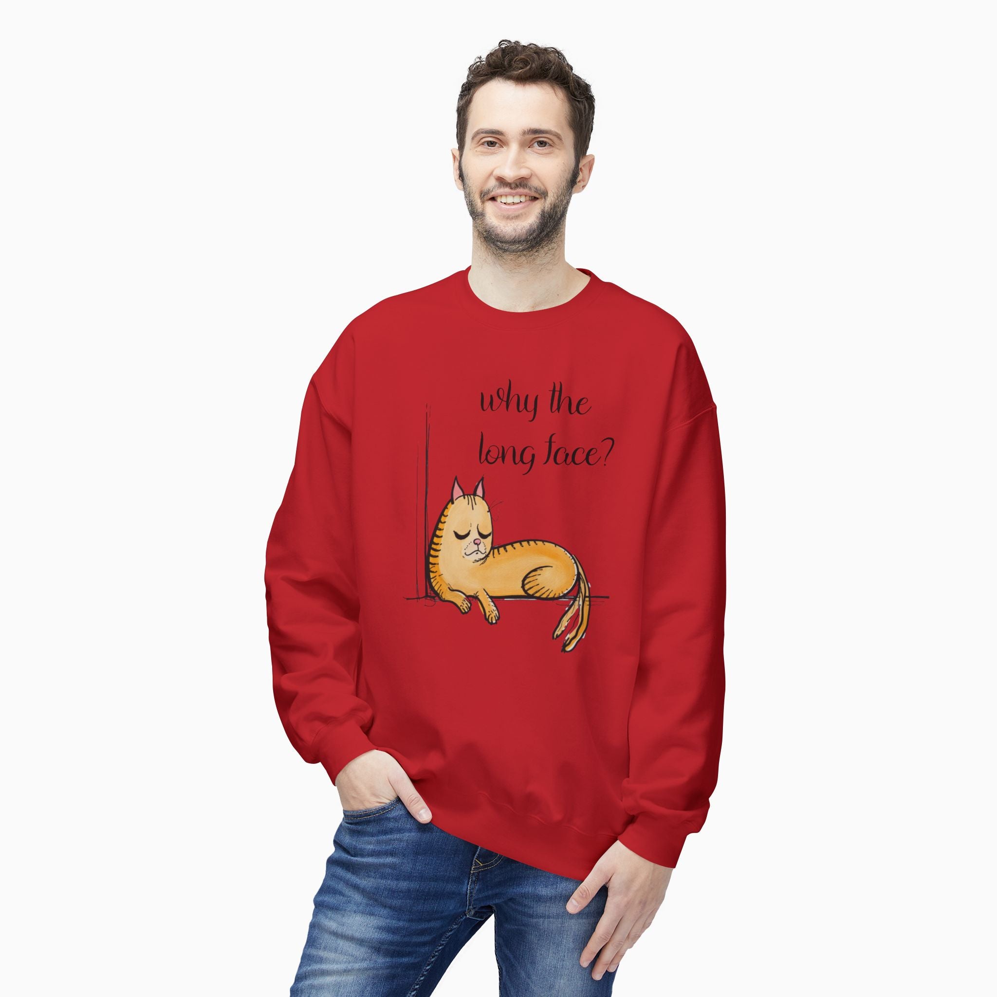 Funny Cat  Why the Long Face Unisex Sweatshirt