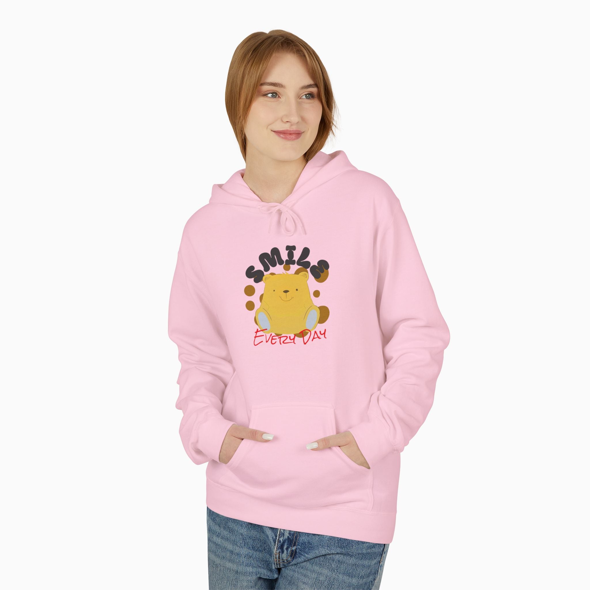 Smile Everyday Slogan With Teddy Bear Unisex Hoodie