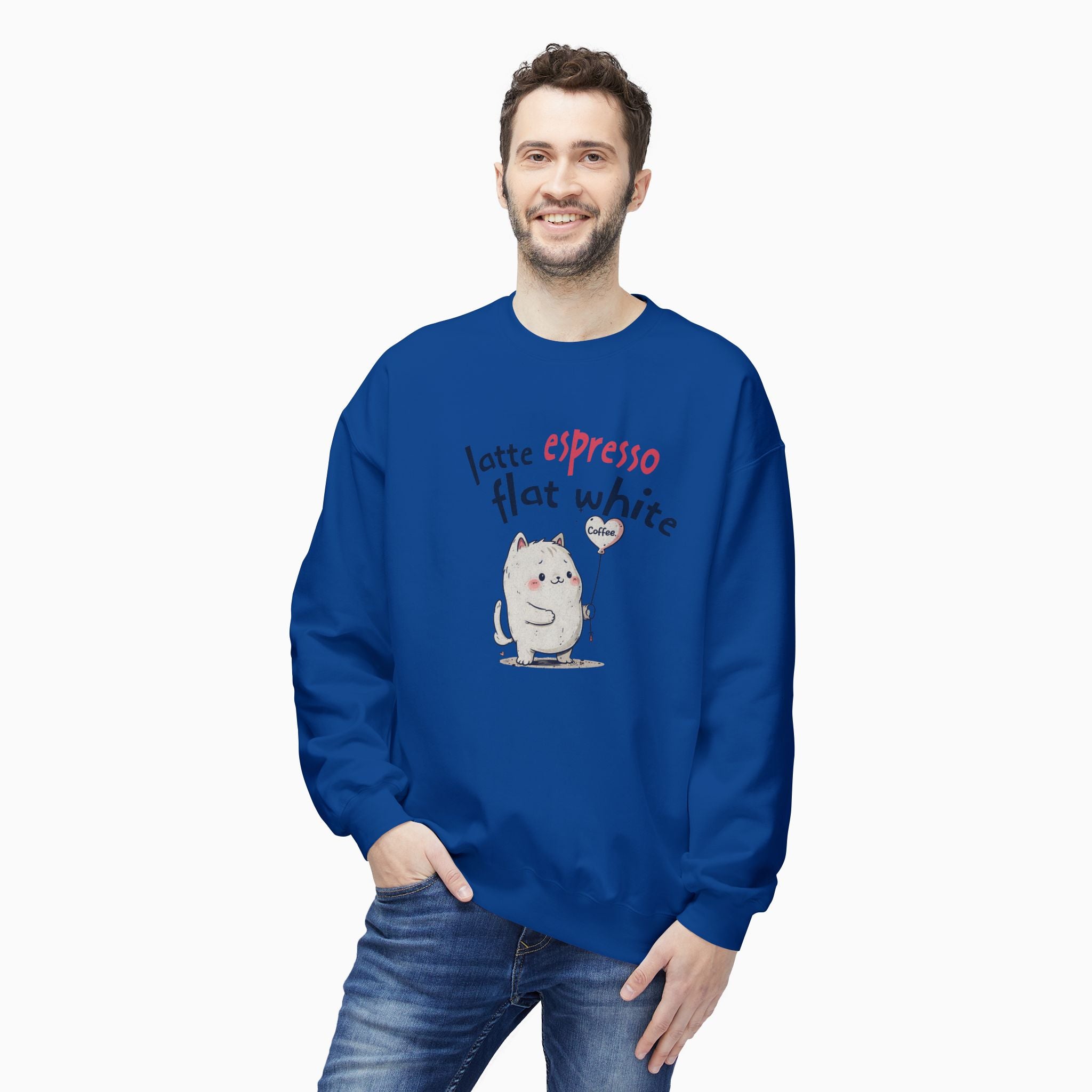 Coffee Cat Latte, Espresso, Flat White Unisex Sweatshirt